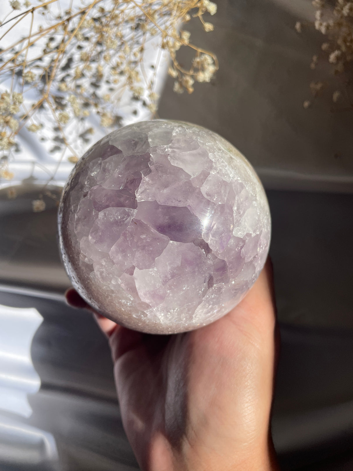 Pink Amethyst Sphere with Amethyst