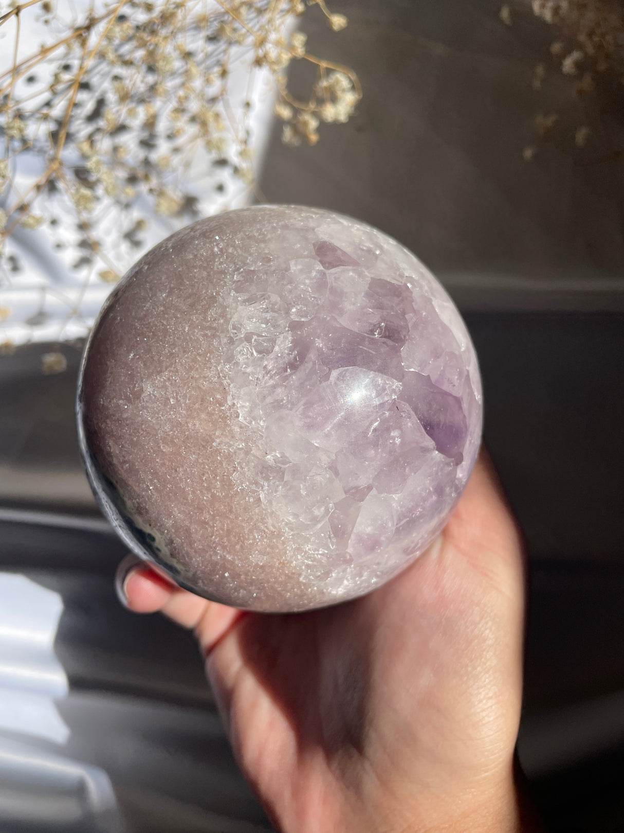 Pink Amethyst Sphere with Amethyst