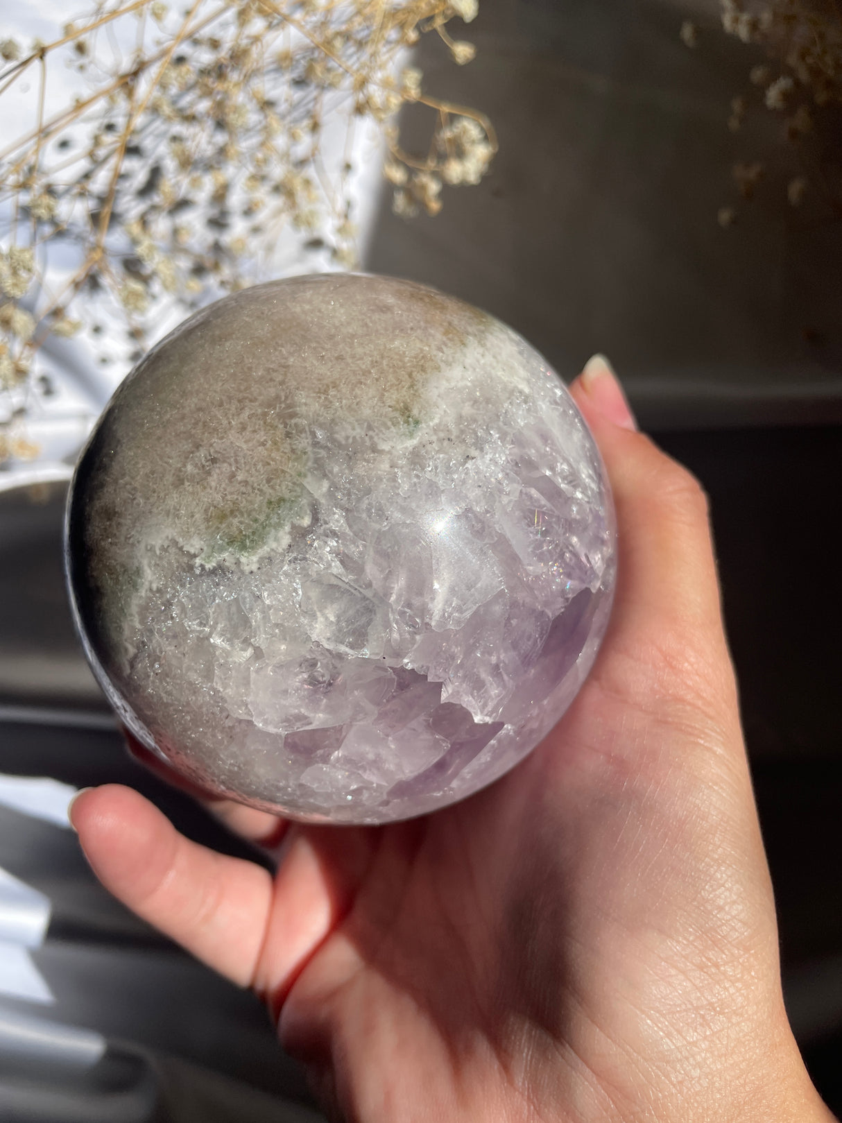 Pink Amethyst Sphere with Amethyst