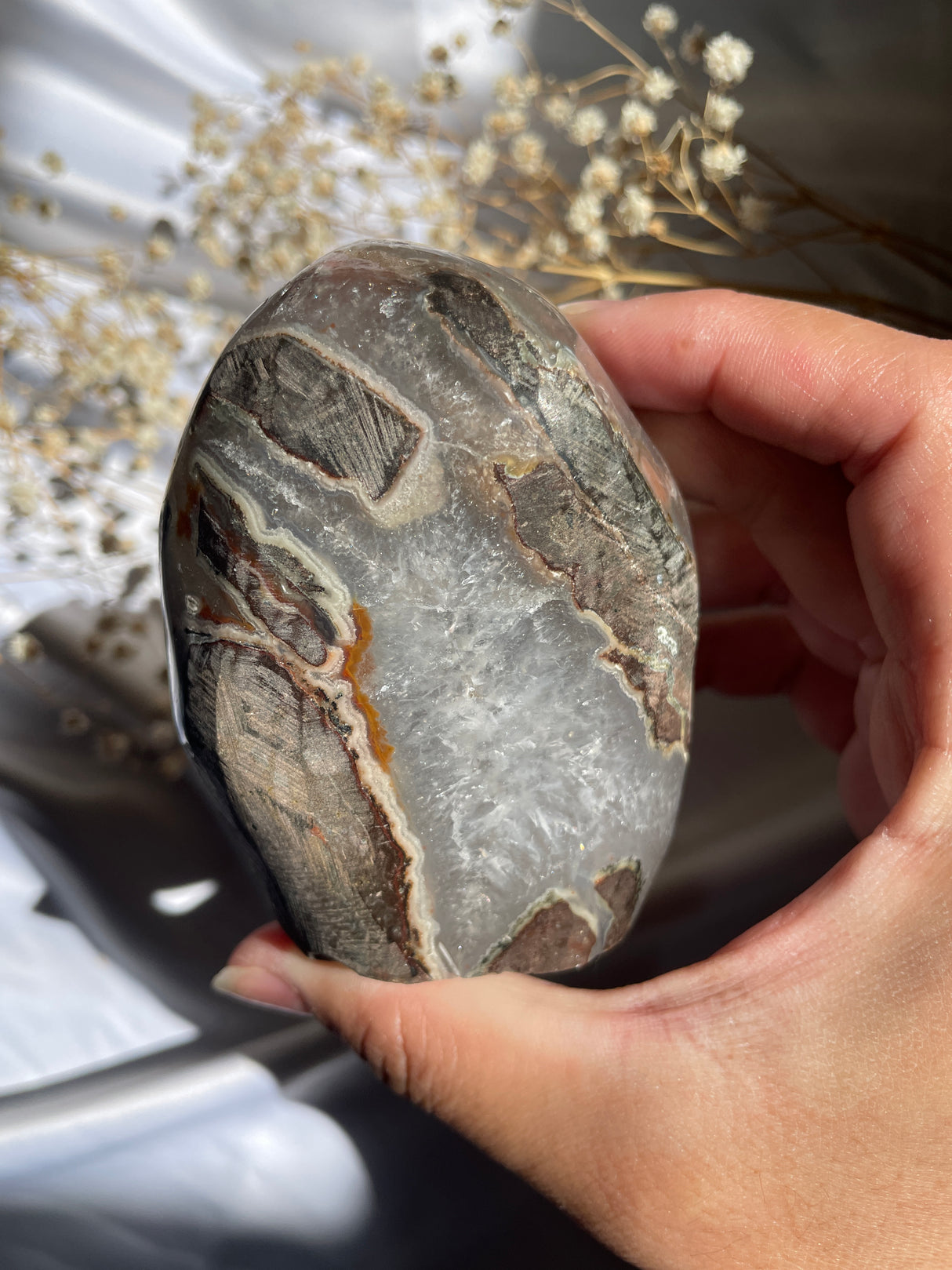 Sugar Druzy Mocha Rainbow Uruguayan Amethyst Cut Base