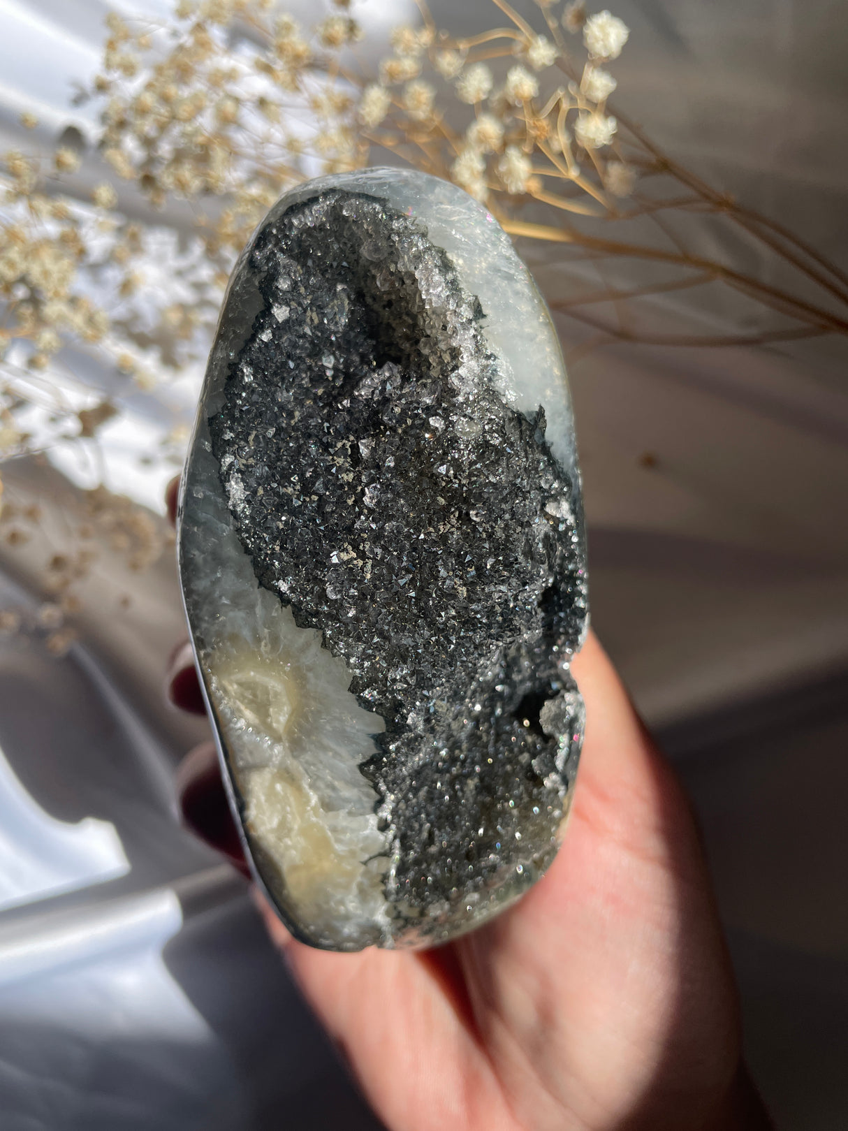 Black Rainbow Uruguayan Amethyst Cut Base