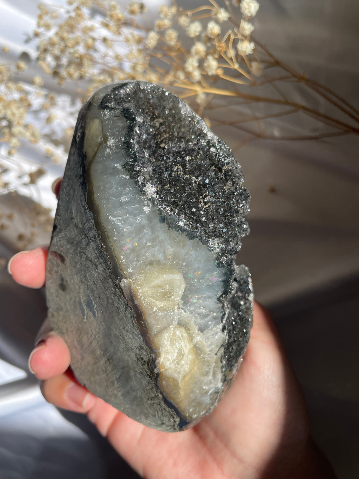 Black Rainbow Uruguayan Amethyst Cut Base