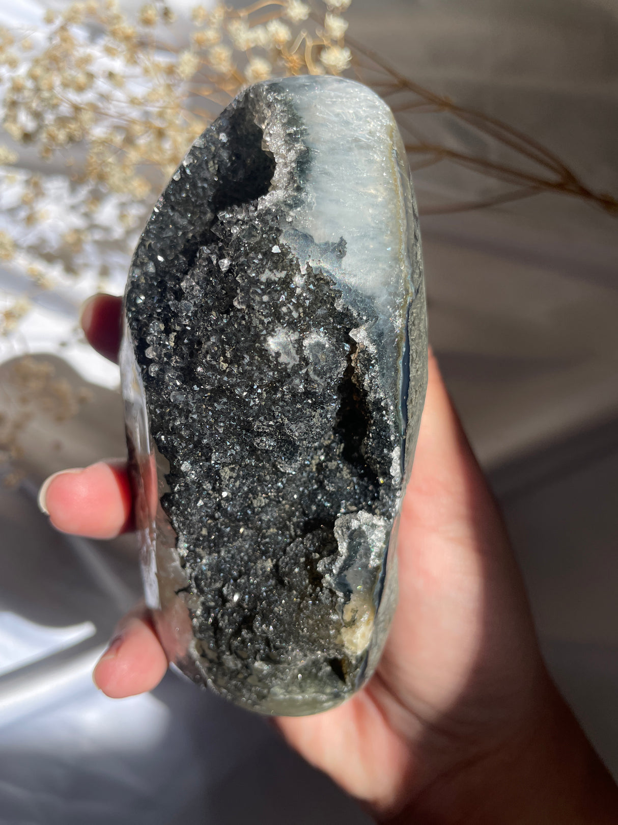 Black Rainbow Uruguayan Amethyst Cut Base