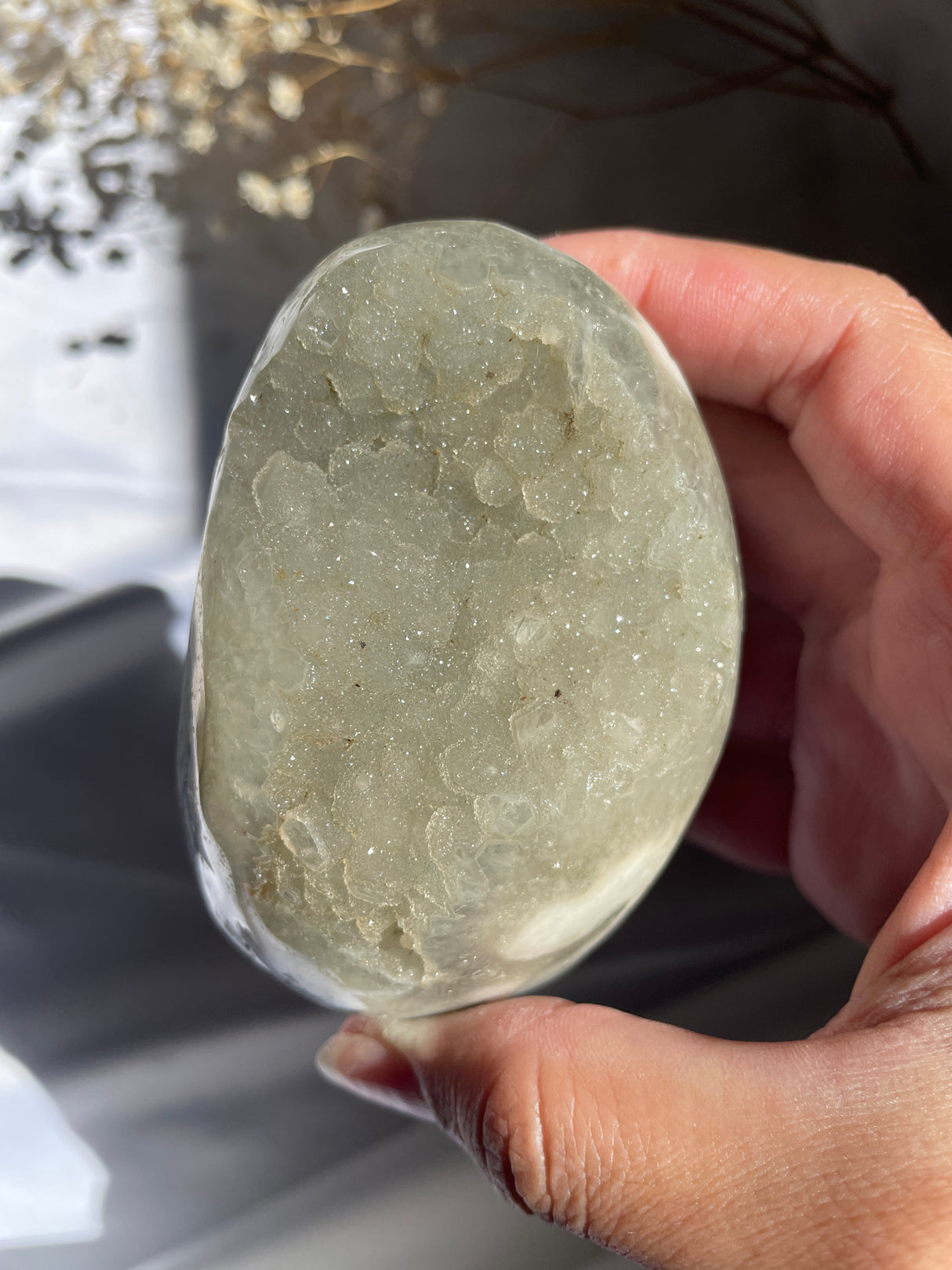 Green Sugar Druzy Rainbow Uruguayan Amethyst Cut Base