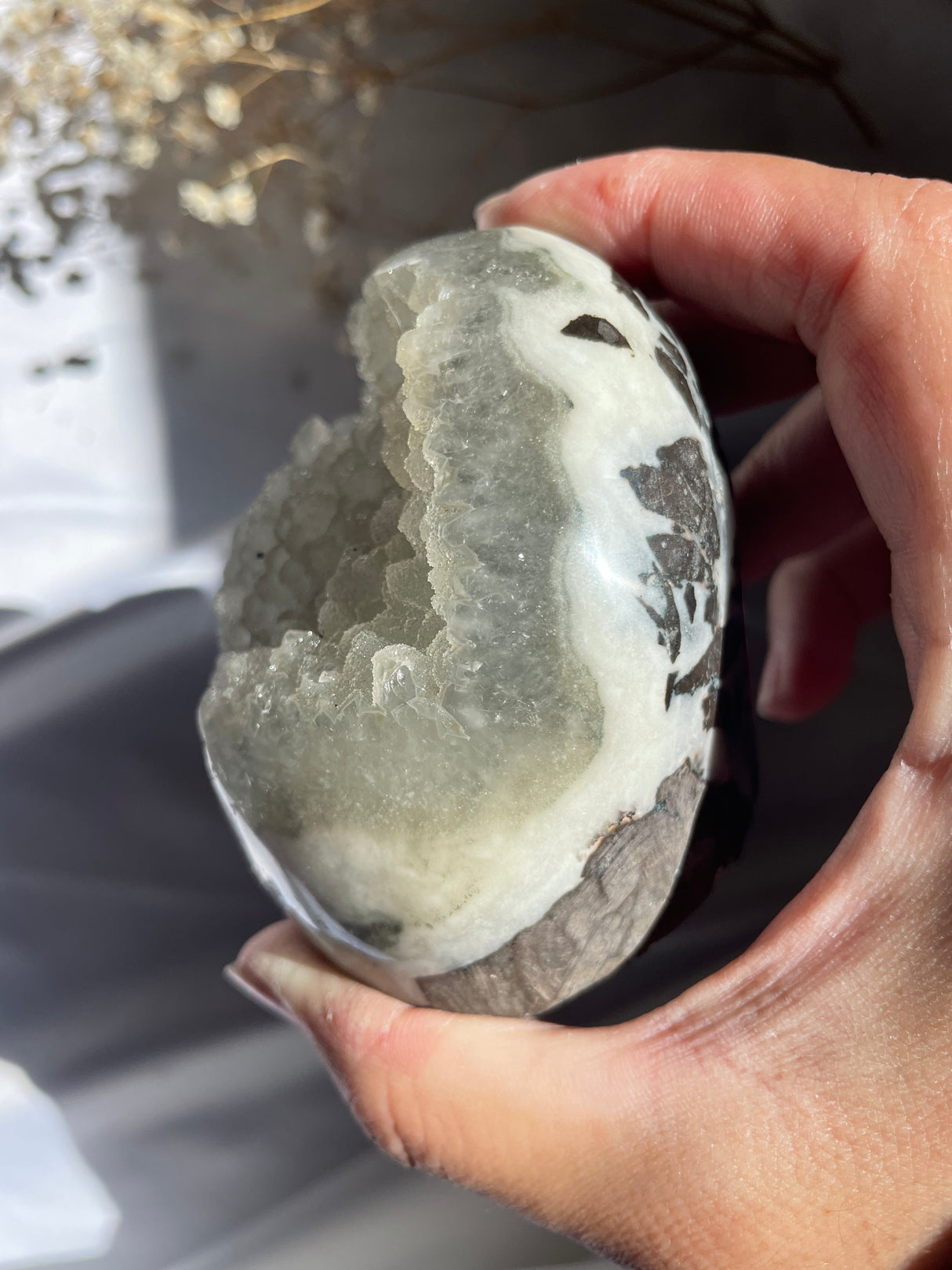 Green Sugar Druzy Rainbow Uruguayan Amethyst Cut Base