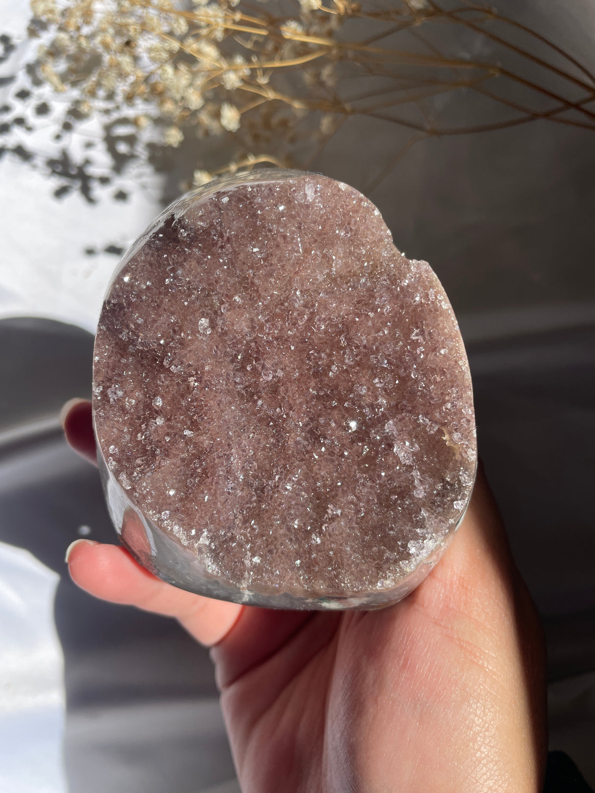 Sugar Druzy Rainbow Uruguayan Amethyst Cut Base