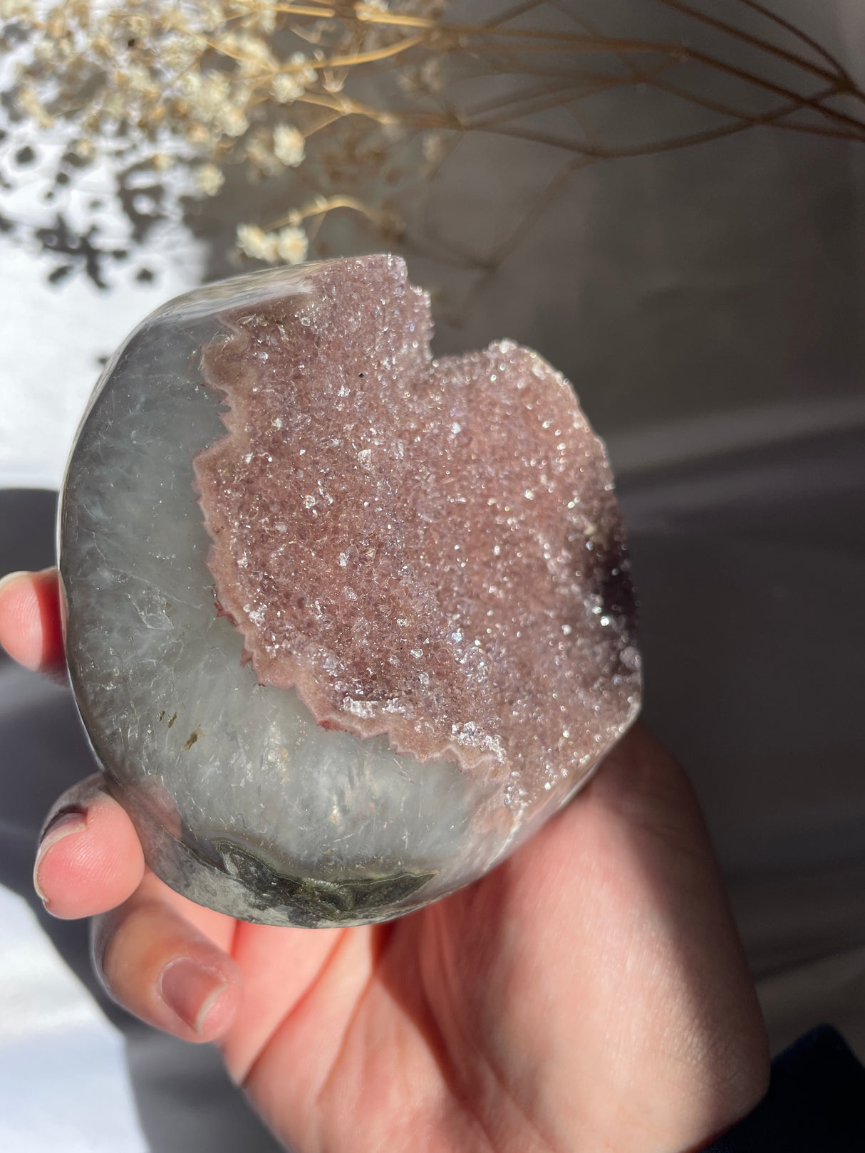 Sugar Druzy Rainbow Uruguayan Amethyst Cut Base