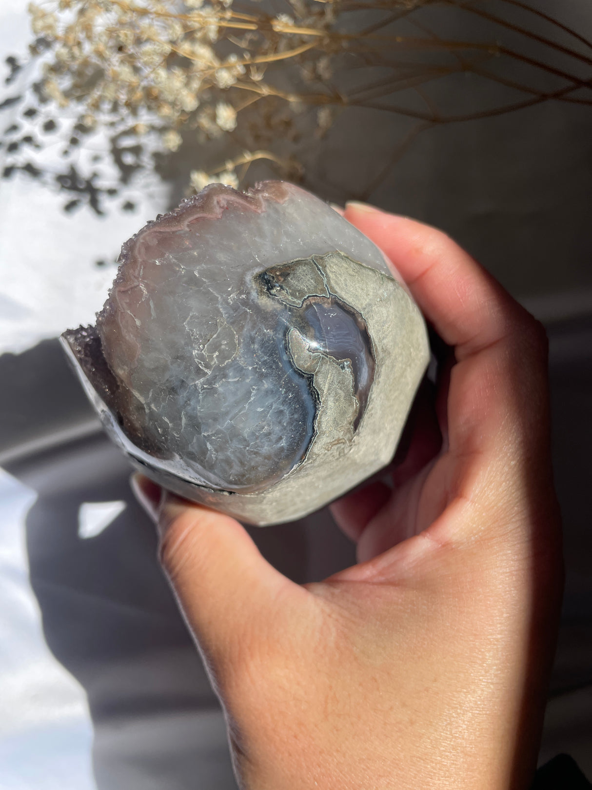 Sugar Druzy Rainbow Uruguayan Amethyst Cut Base