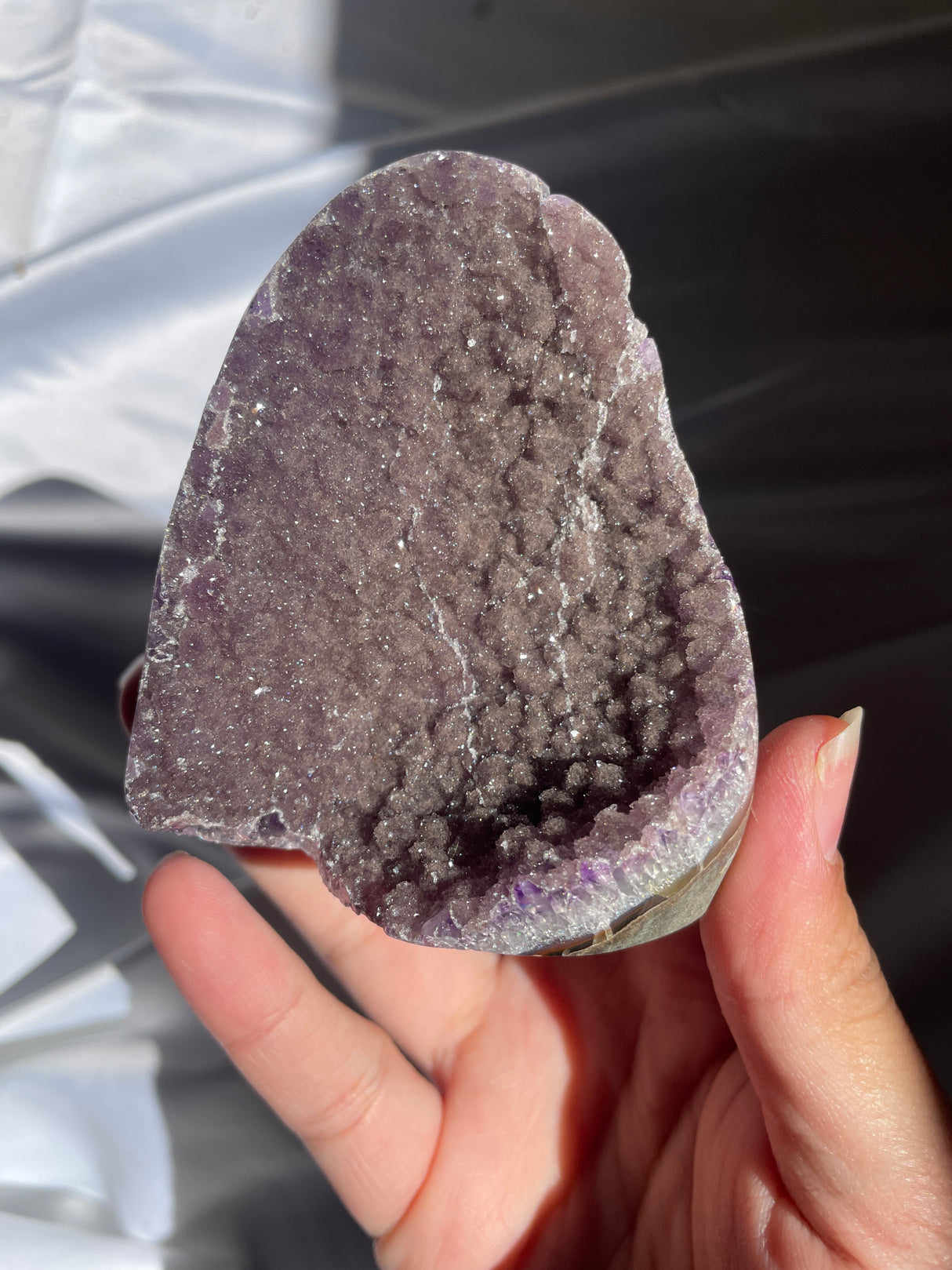 Purple Sugar Druzy Rainbow Uruguayan Amethyst Cut Base