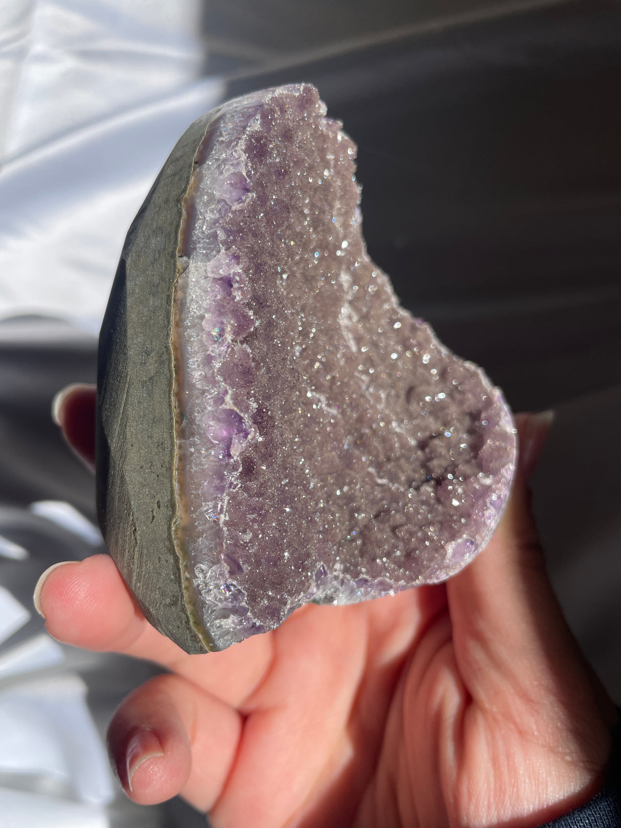 Purple Sugar Druzy Rainbow Uruguayan Amethyst Cut Base