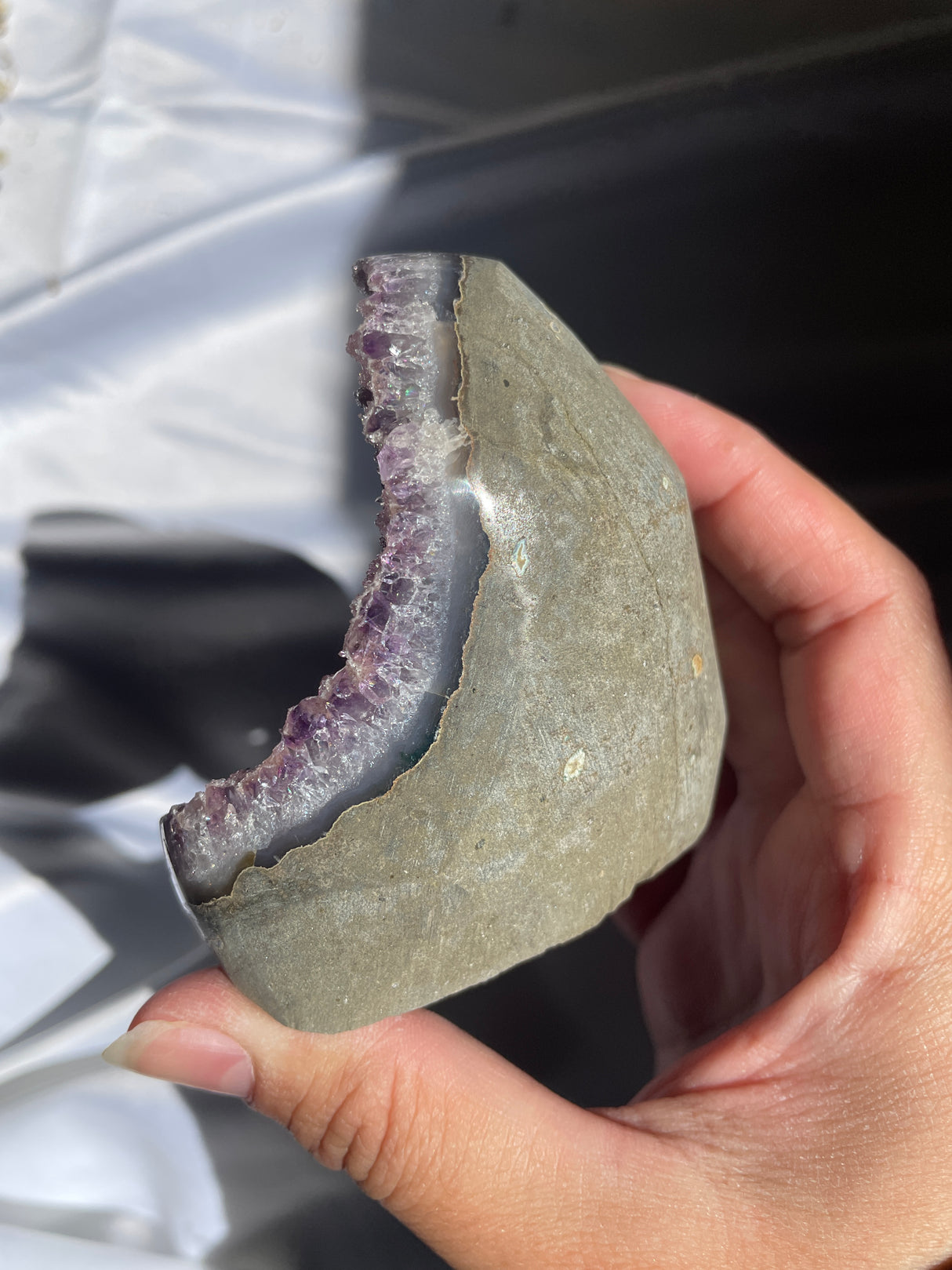 Purple Sugar Druzy Rainbow Uruguayan Amethyst Cut Base