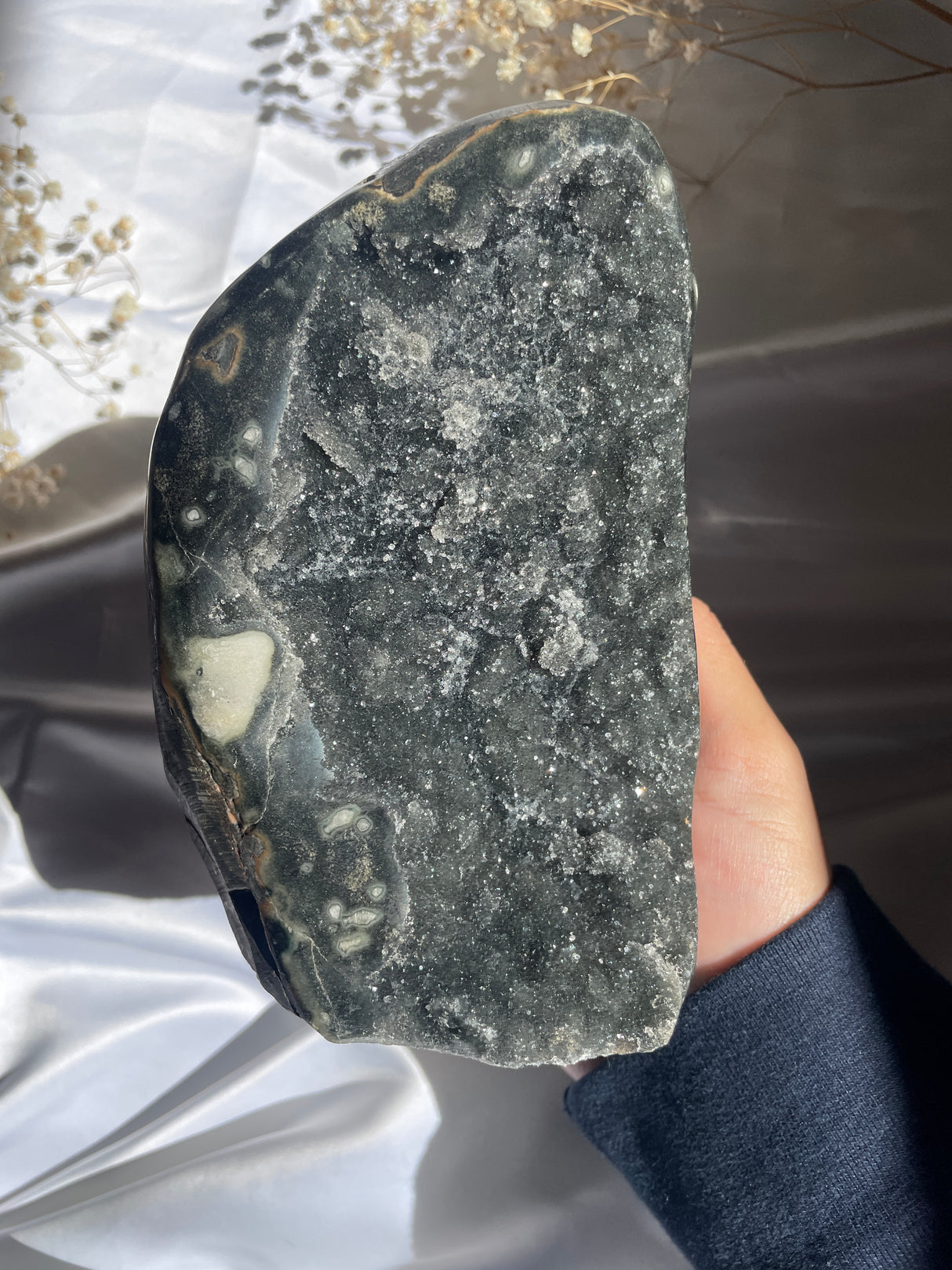 Black Sugar Druzy Rainbow Uruguayan Amethyst Cut Base