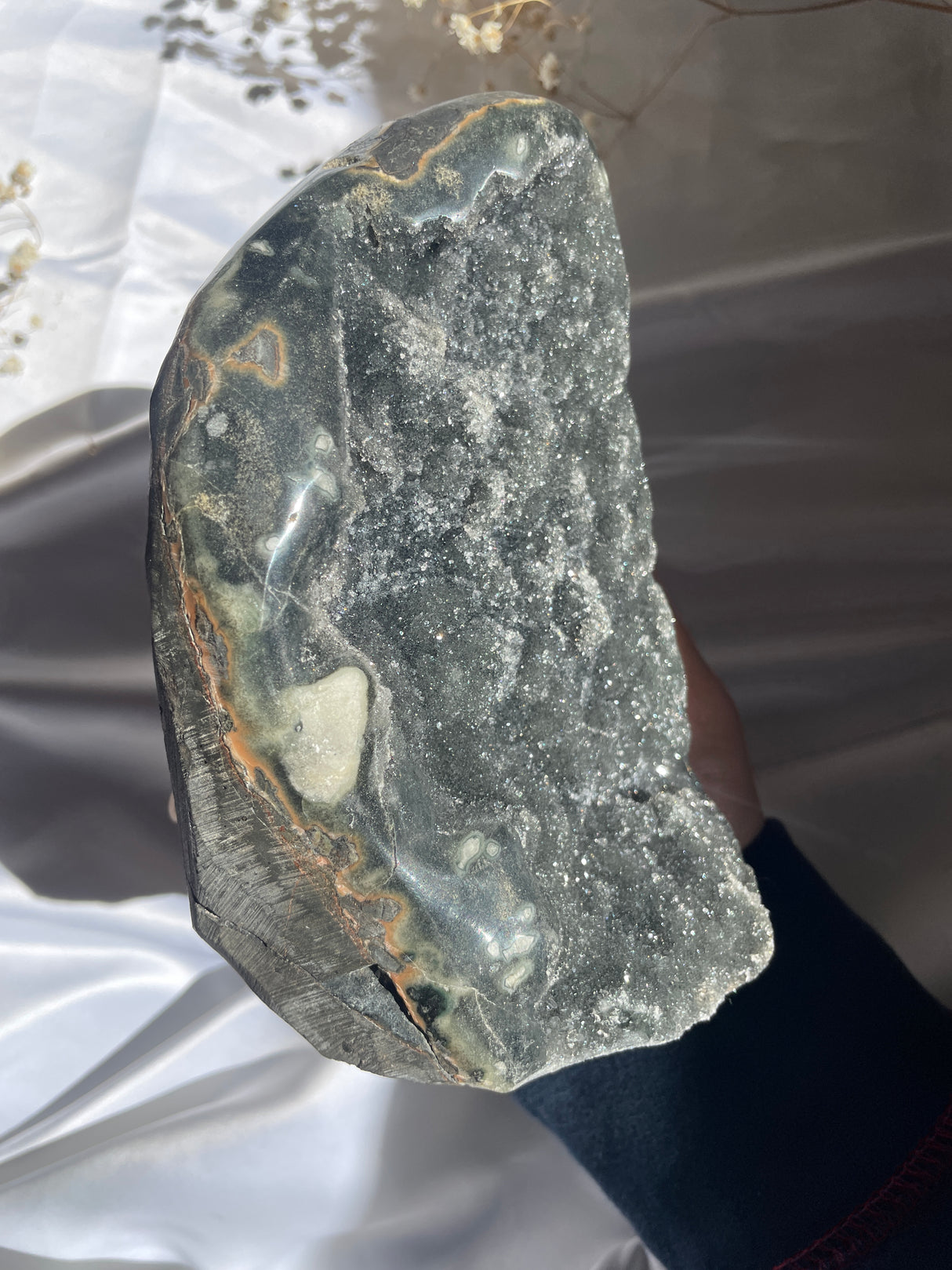 Black Sugar Druzy Rainbow Uruguayan Amethyst Cut Base