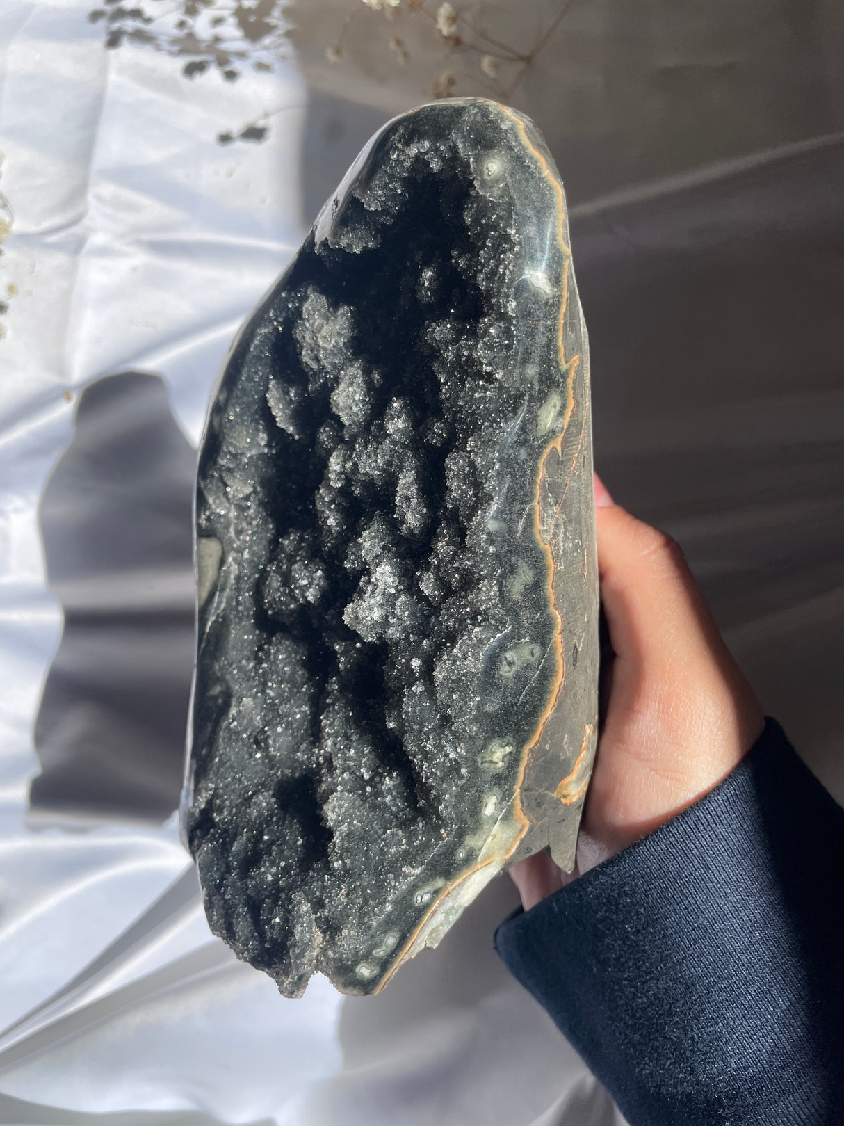 Black Sugar Druzy Rainbow Uruguayan Amethyst Cut Base