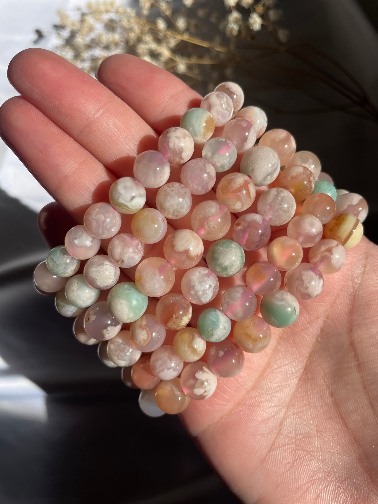 Flower Agate Bracelet - 8.5/10 mm