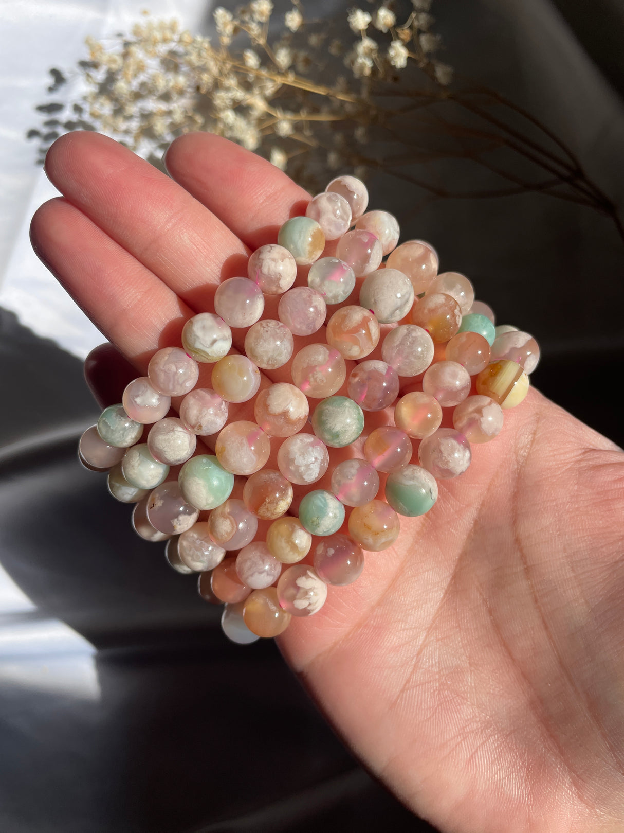 Flower Agate Bracelet - 8.5/10 mm