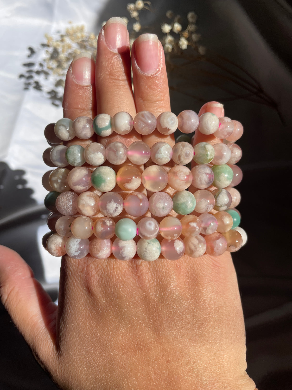 Flower Agate Bracelet - 8.5/10 mm