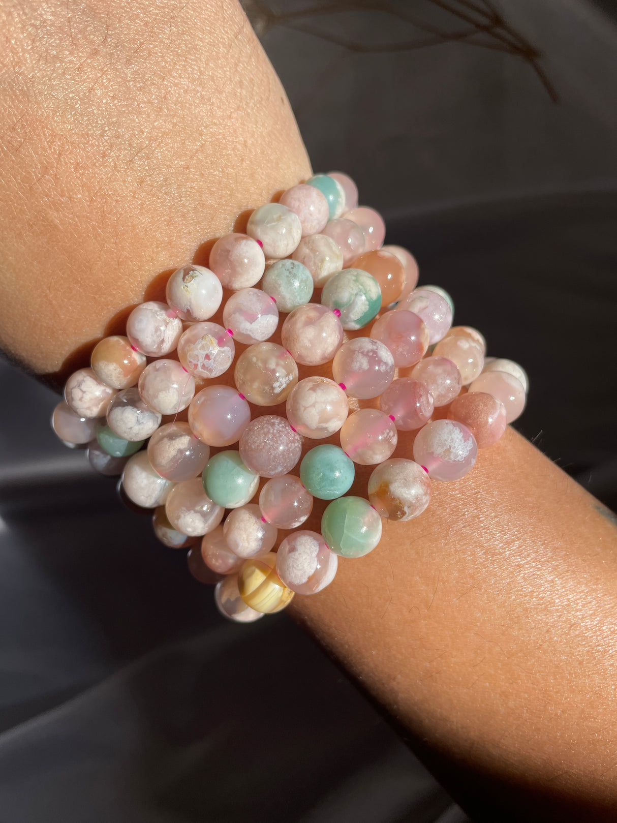 Flower Agate Bracelet - 8.5/10 mm