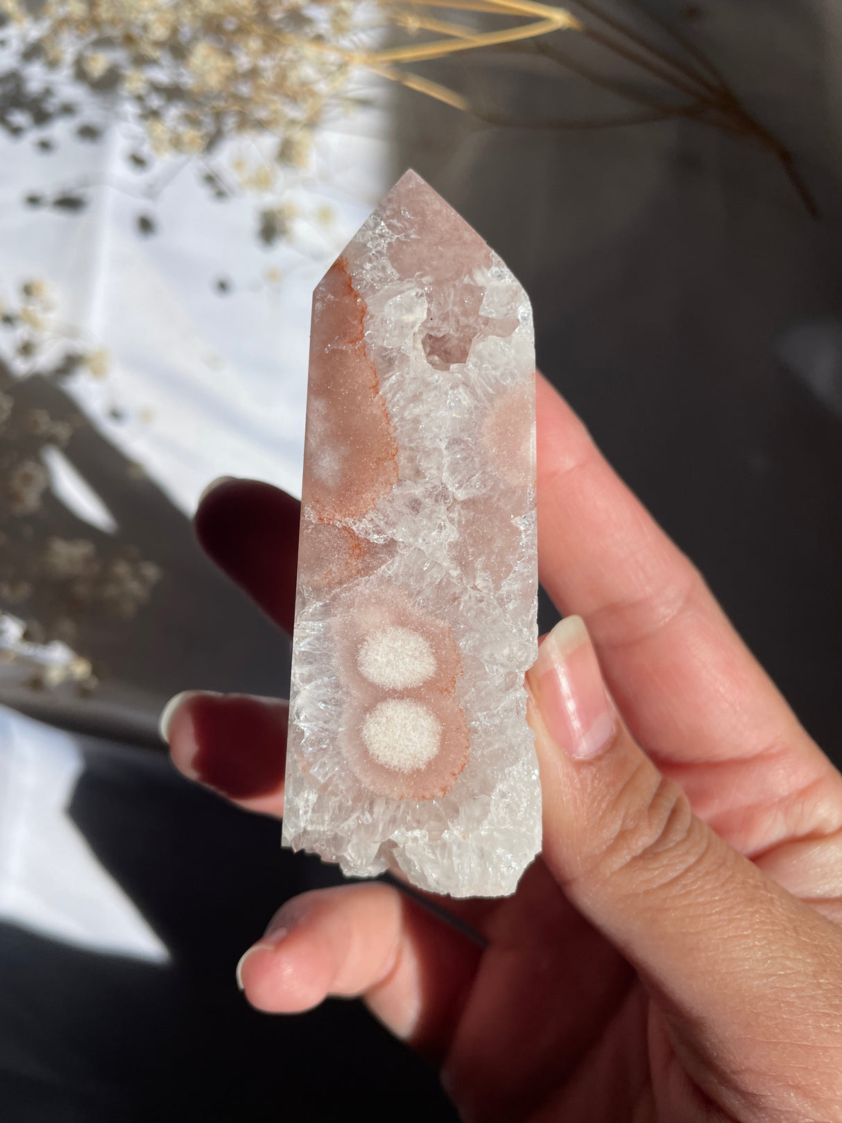 Flower Agate x Pink Amethyst Tower