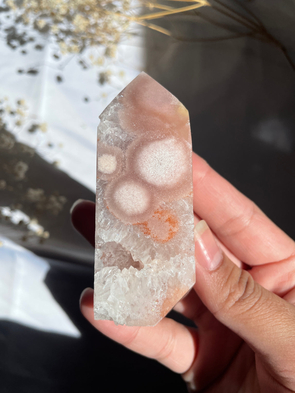 Flower Agate x Pink Amethyst Tower