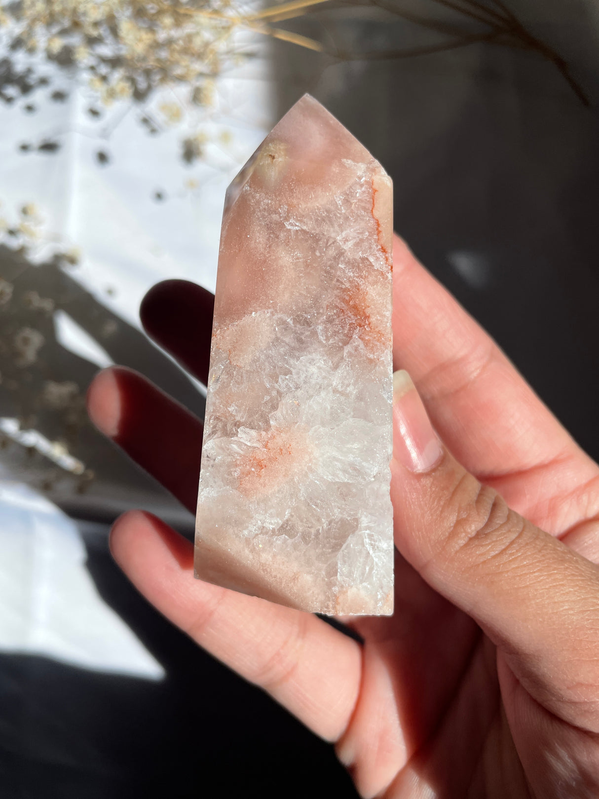 Flower Agate x Pink Amethyst Tower