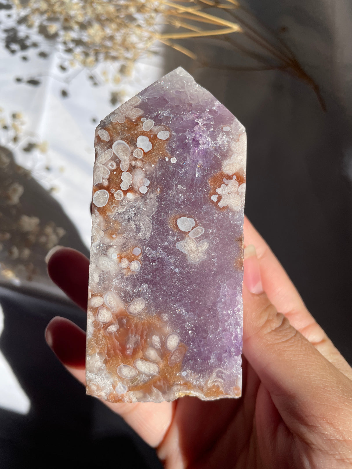 Flower Agate x Amethyst Tower