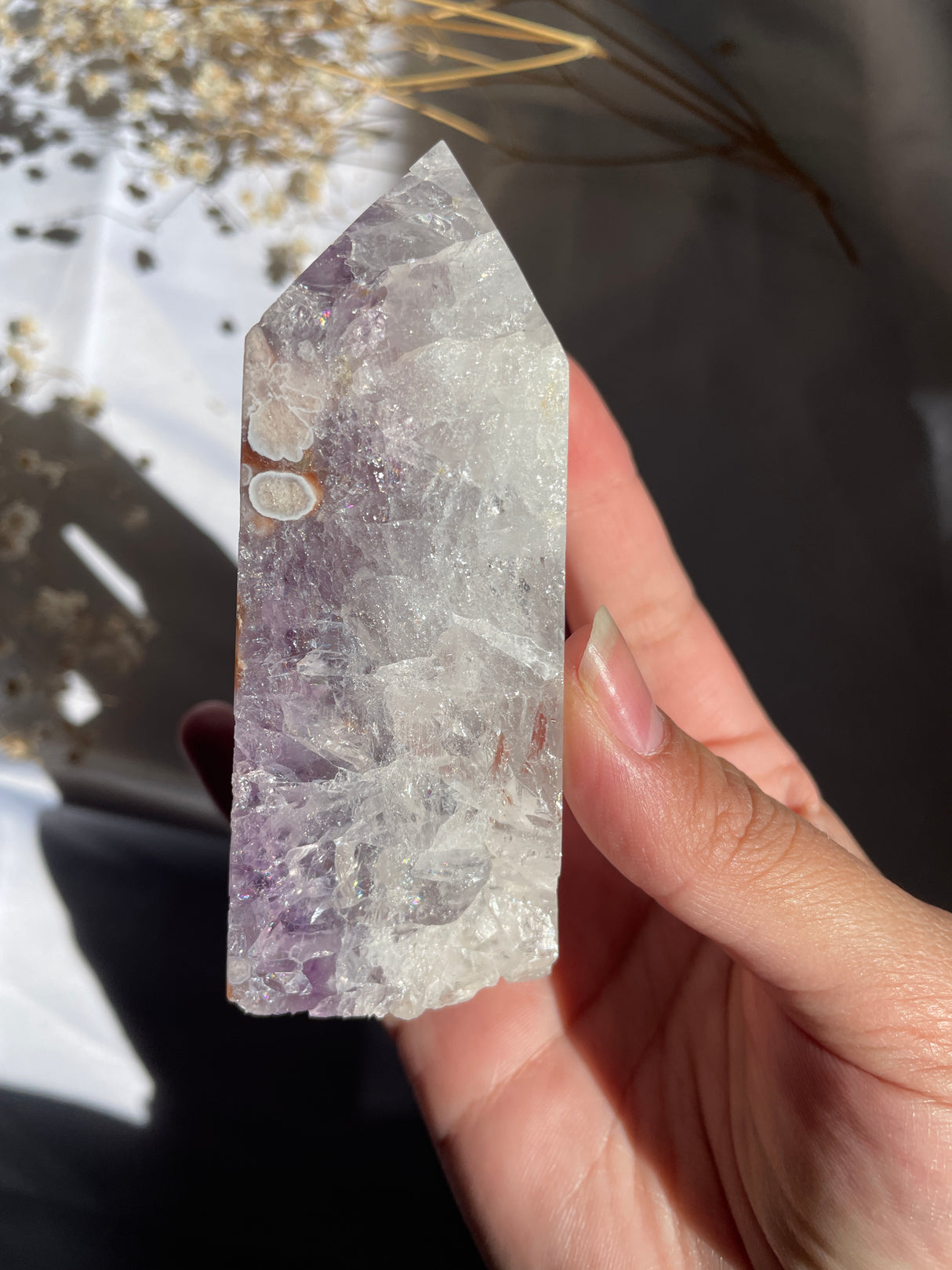 Flower Agate x Amethyst Tower