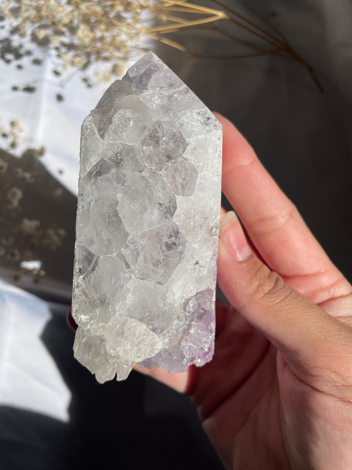 Flower Agate x Amethyst Tower