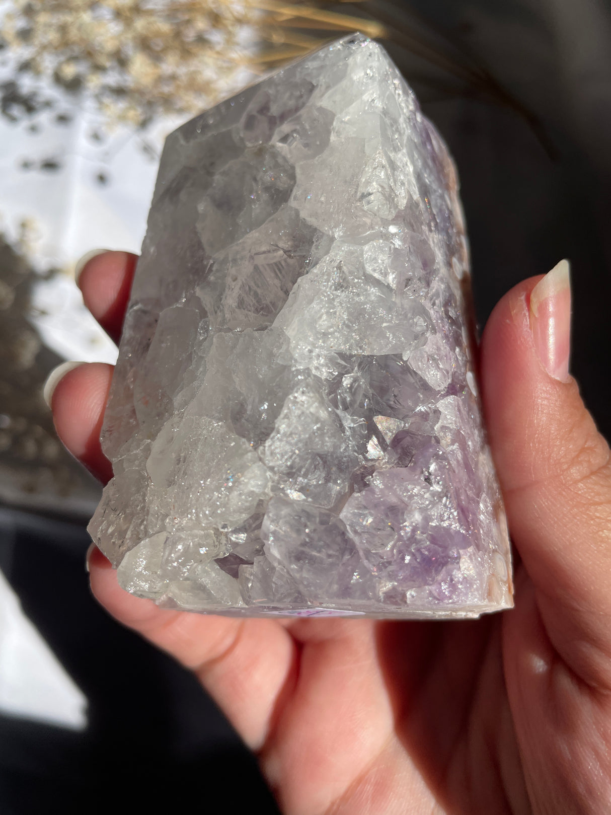 Flower Agate x Amethyst Tower