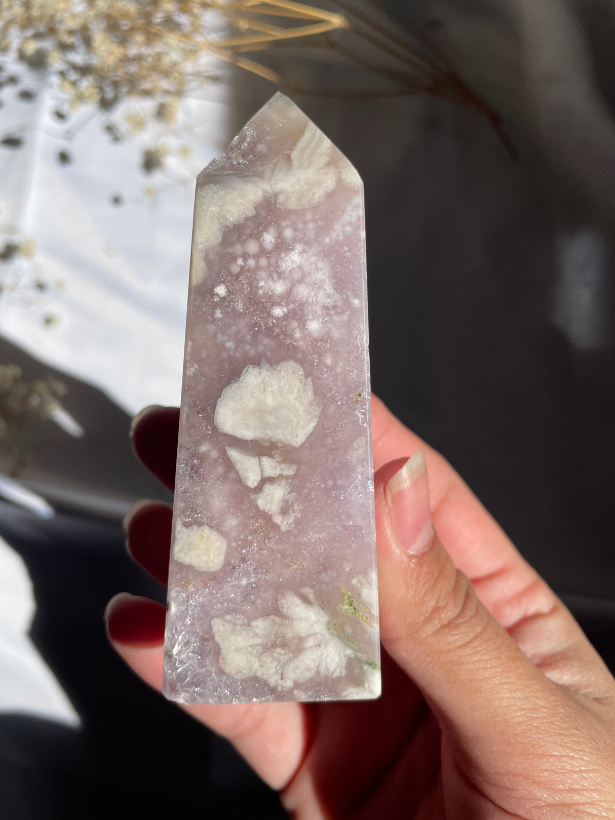 Flower Agate x Amethyst Tower