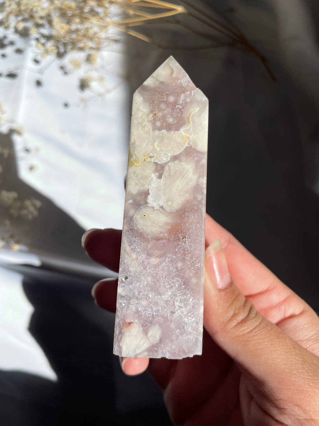 Flower Agate x Amethyst Tower