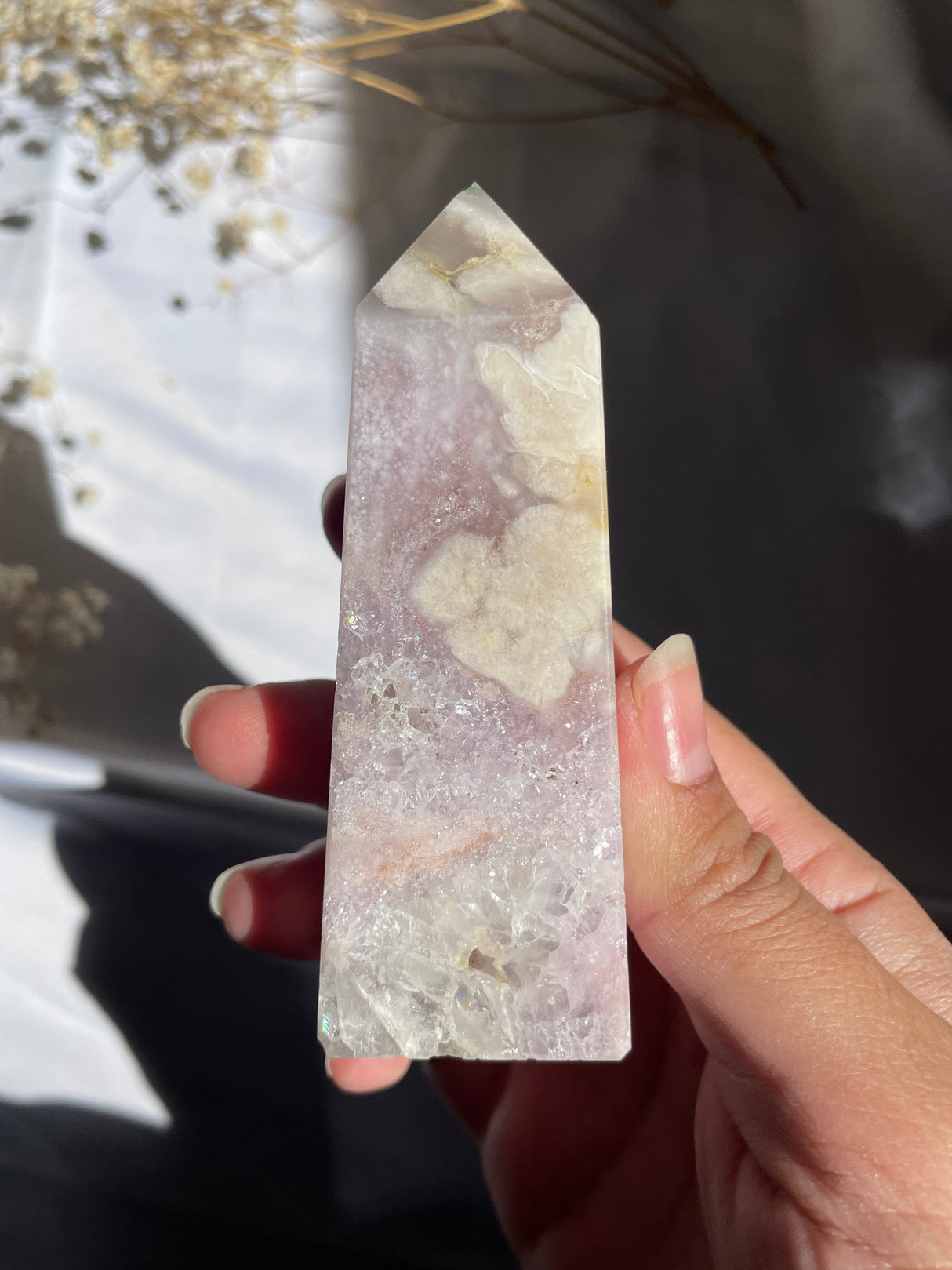 Flower Agate x Amethyst Tower