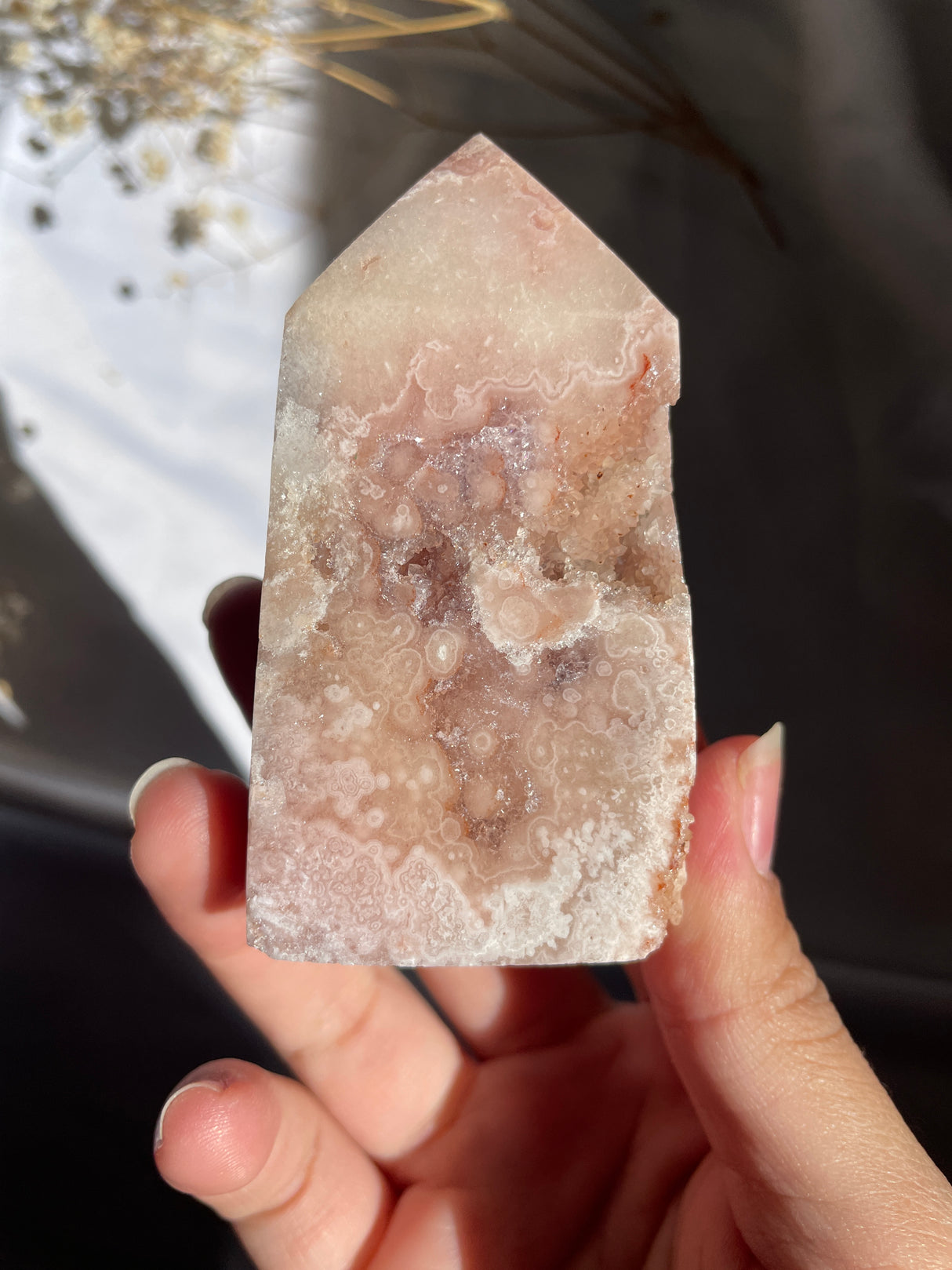 Flower Agate x Pink Amethyst Tower