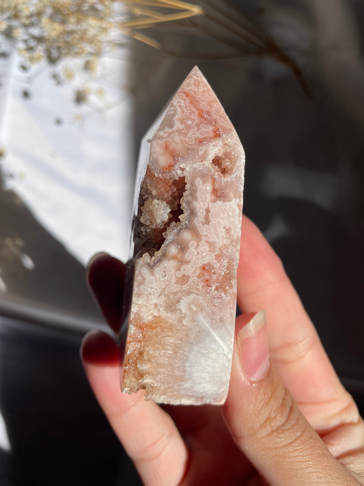 Flower Agate x Pink Amethyst Tower