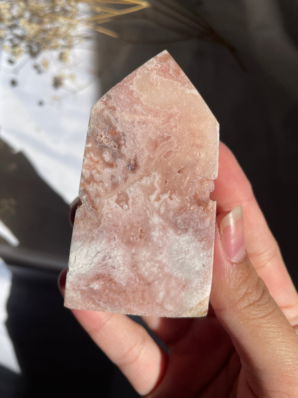 Flower Agate x Pink Amethyst Tower