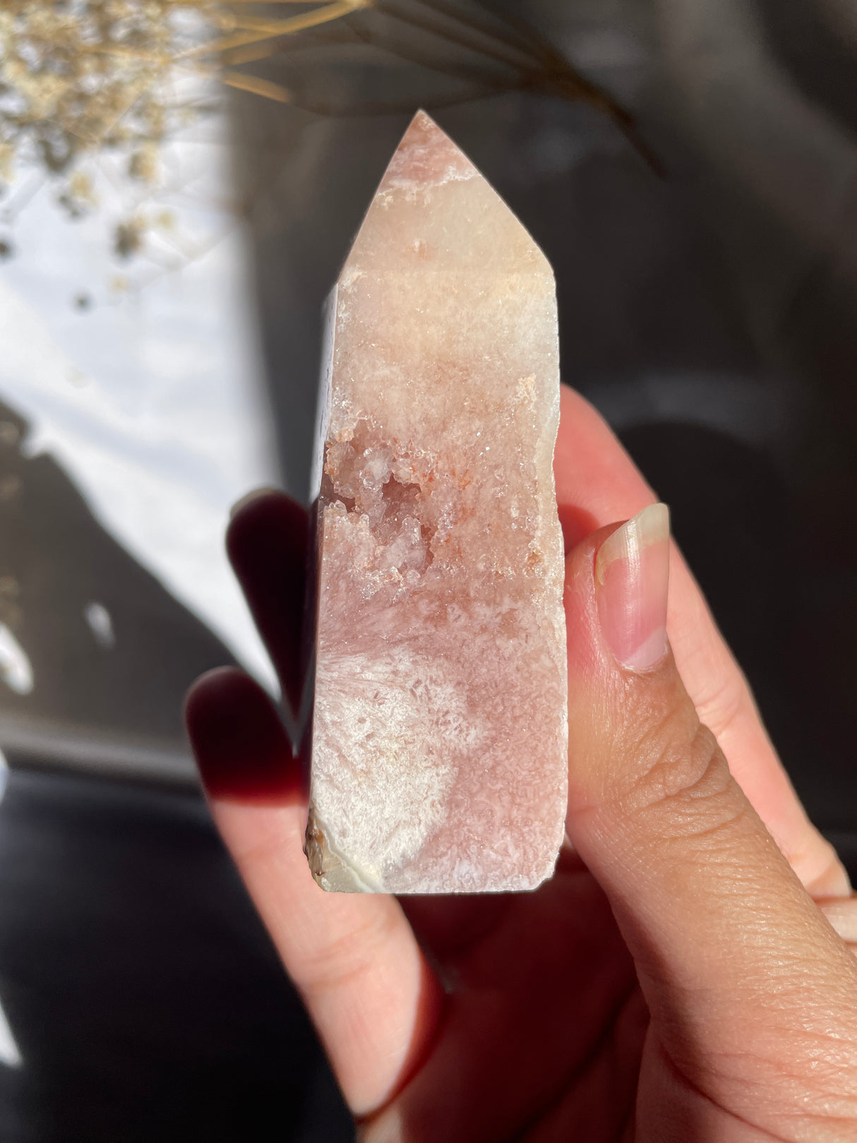 Flower Agate x Pink Amethyst Tower