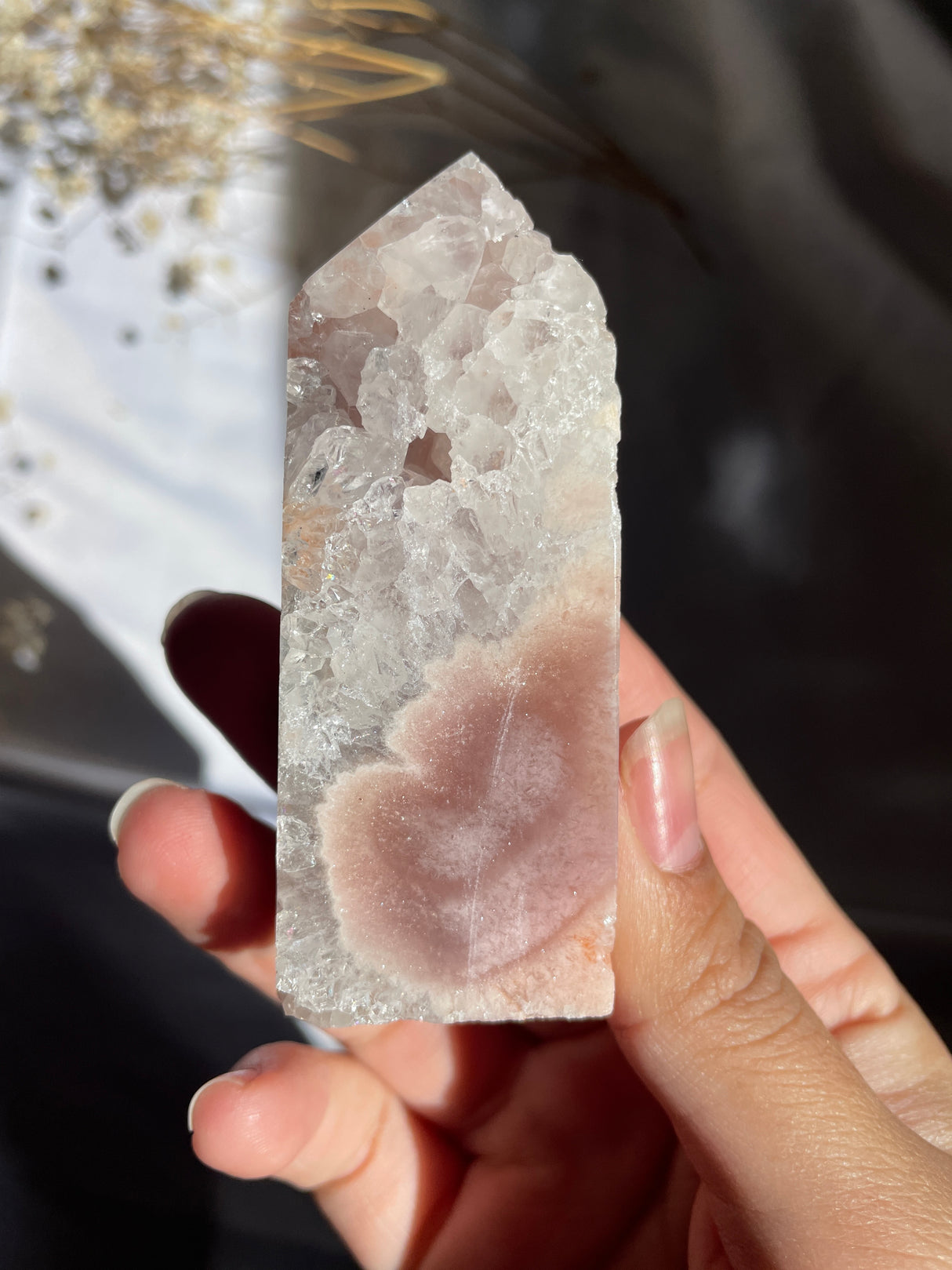 Flower Agate x Pink Amethyst Tower