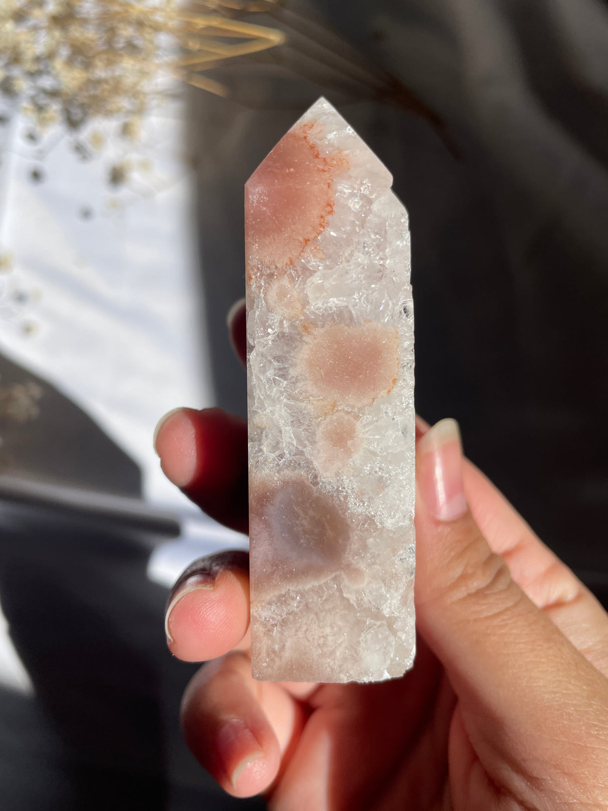 Flower Agate x Pink Amethyst Tower