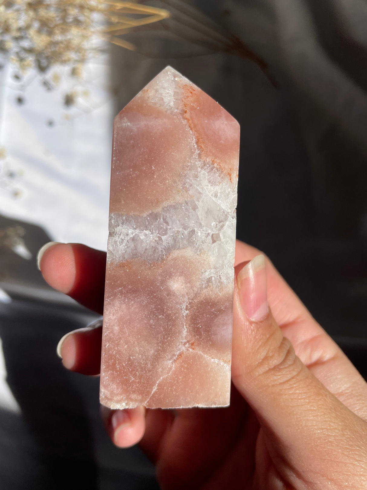 Flower Agate x Pink Amethyst Tower