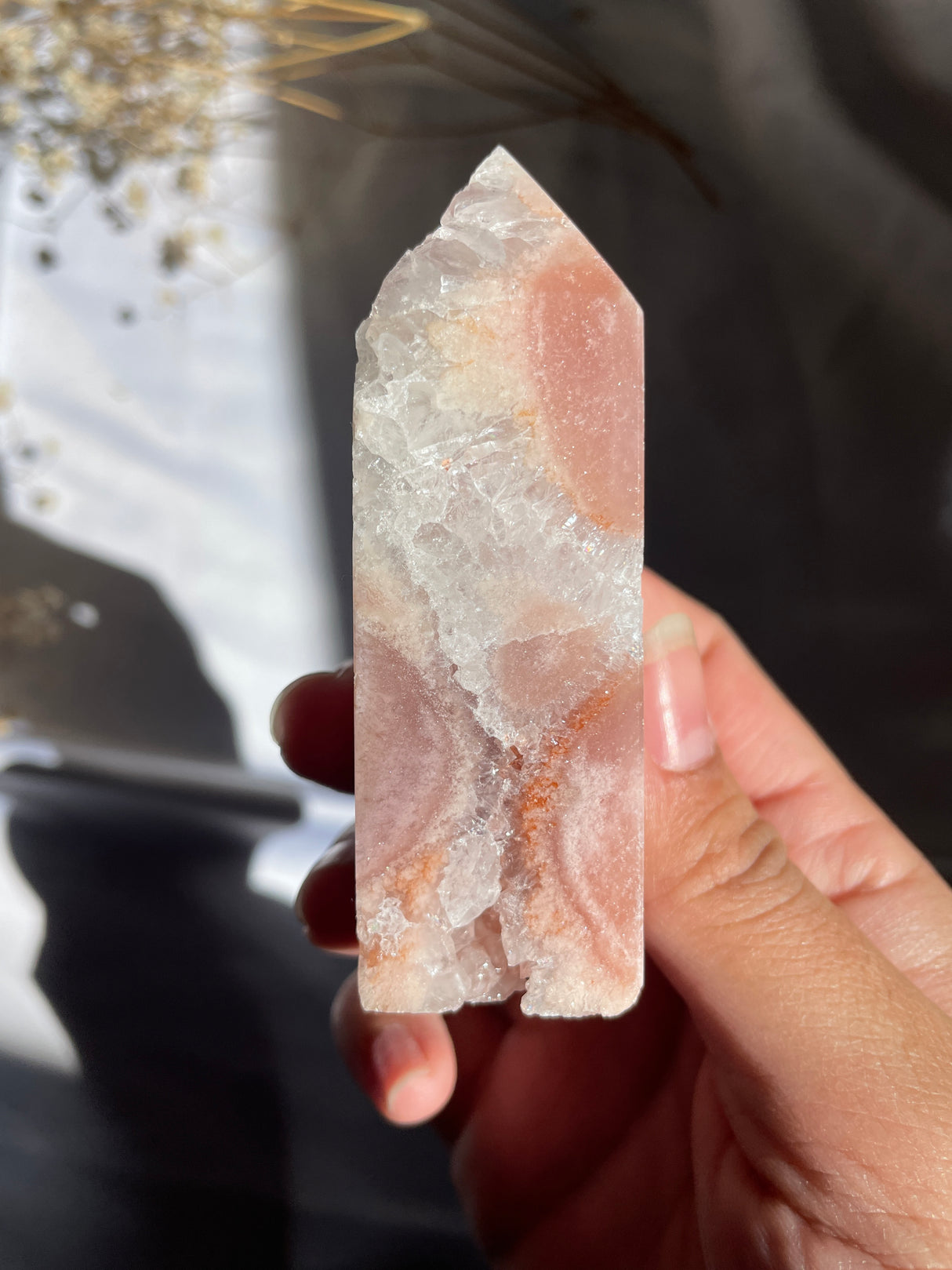 Flower Agate x Pink Amethyst Tower