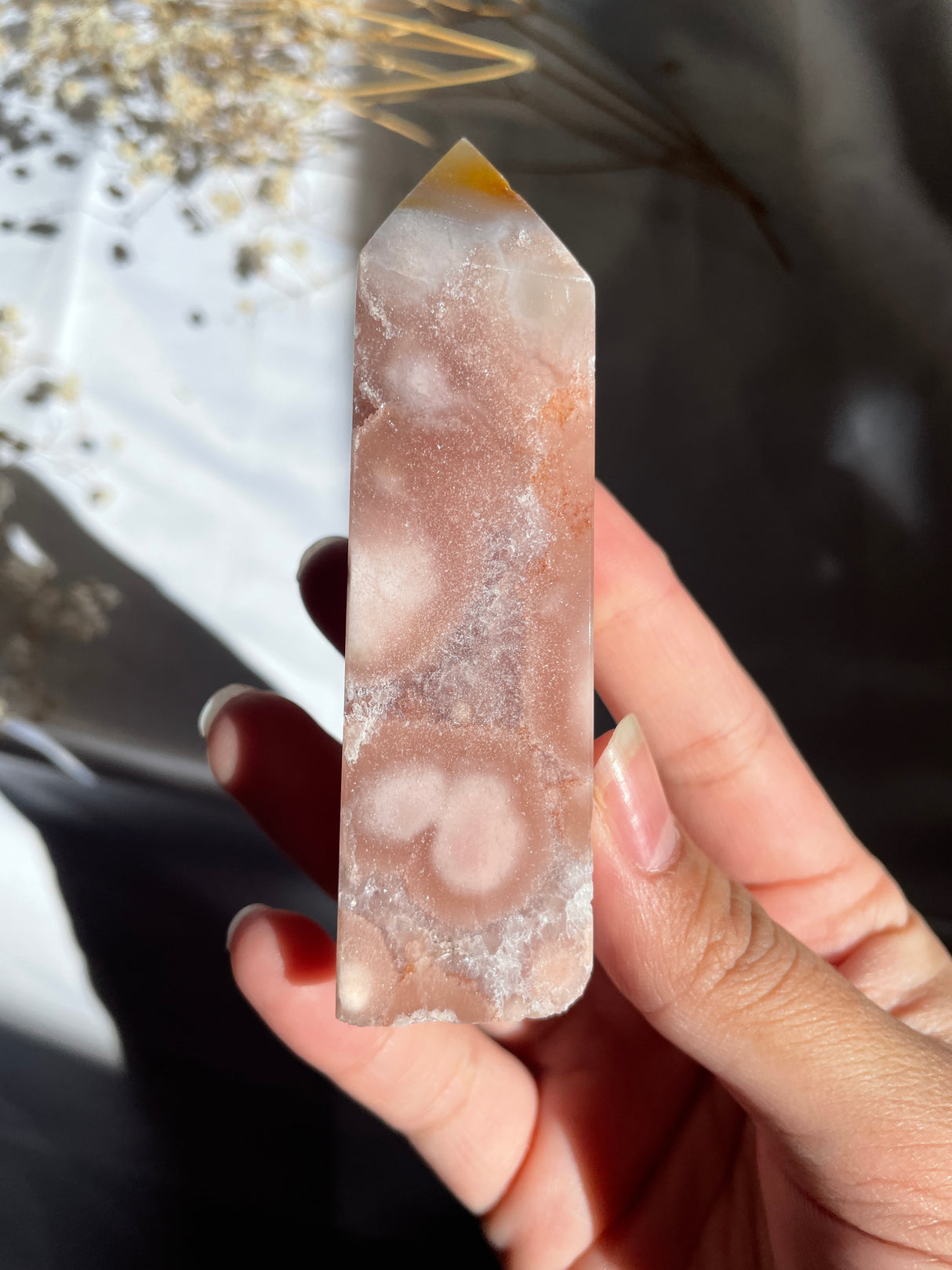 Flower Agate x Pink Amethyst Tower