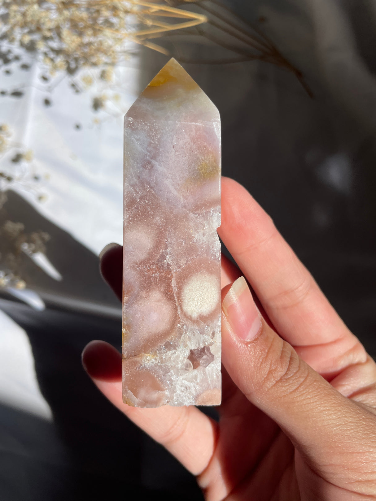 Flower Agate x Pink Amethyst Tower