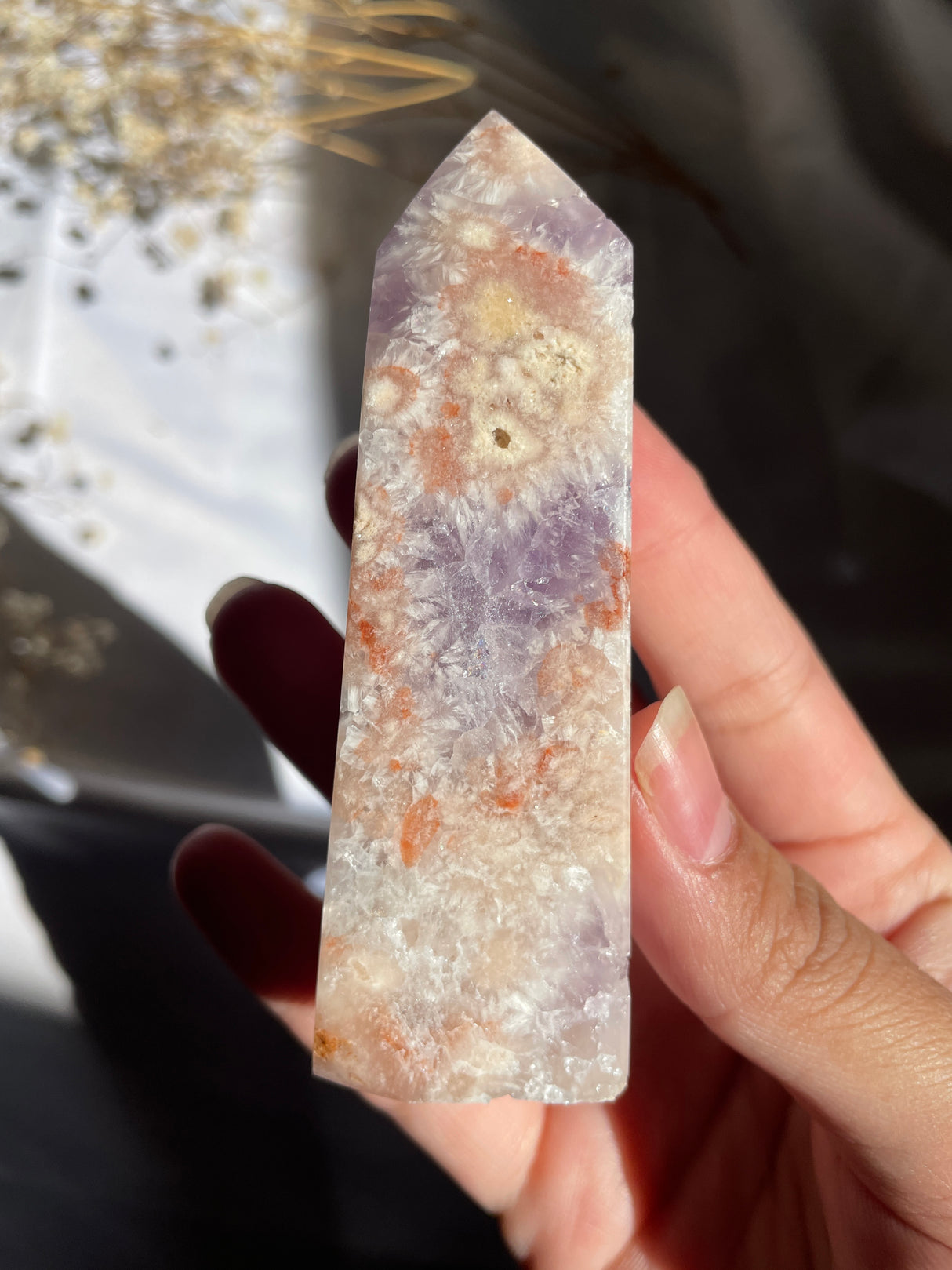 Flower Agate x Amethyst Tower