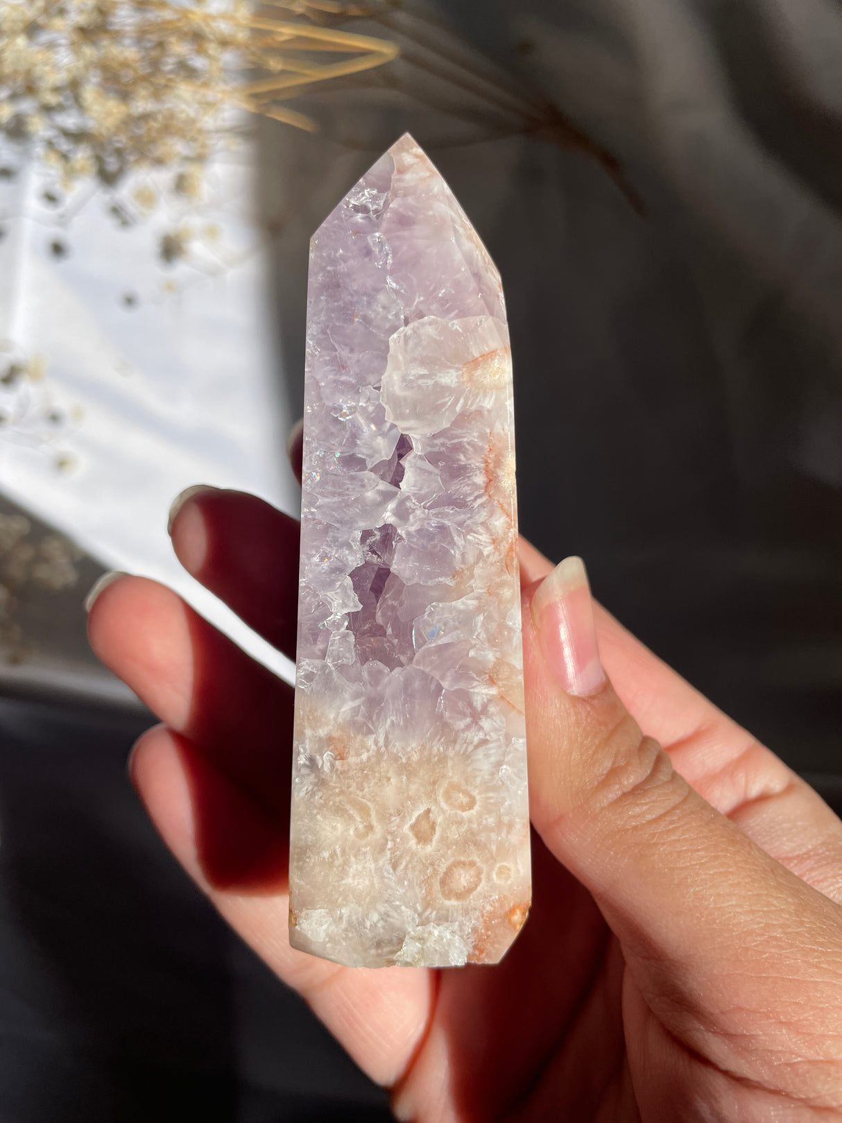 Flower Agate x Amethyst Tower