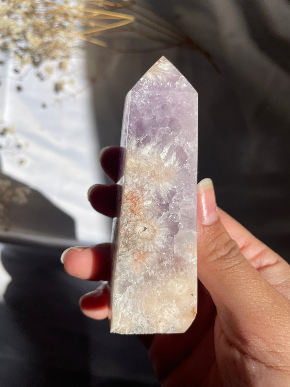 Flower Agate x Amethyst Tower