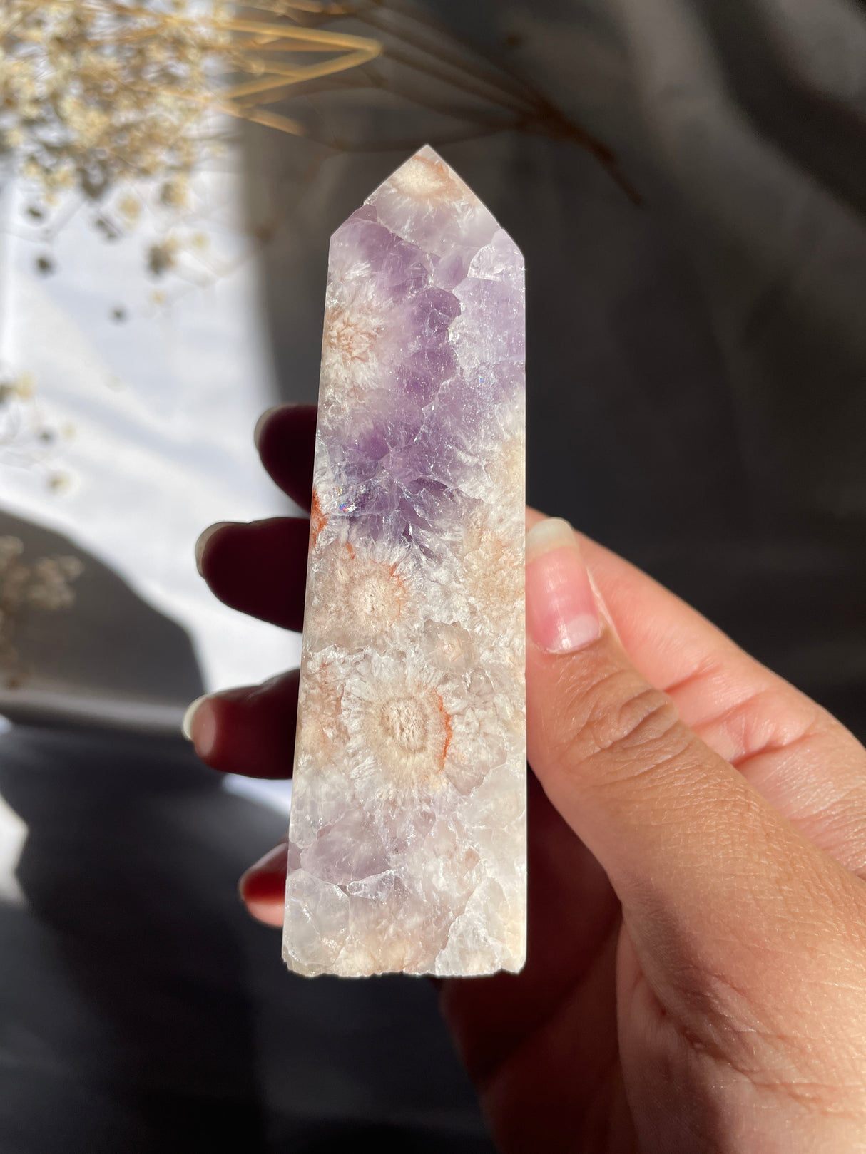 Flower Agate x Amethyst Tower