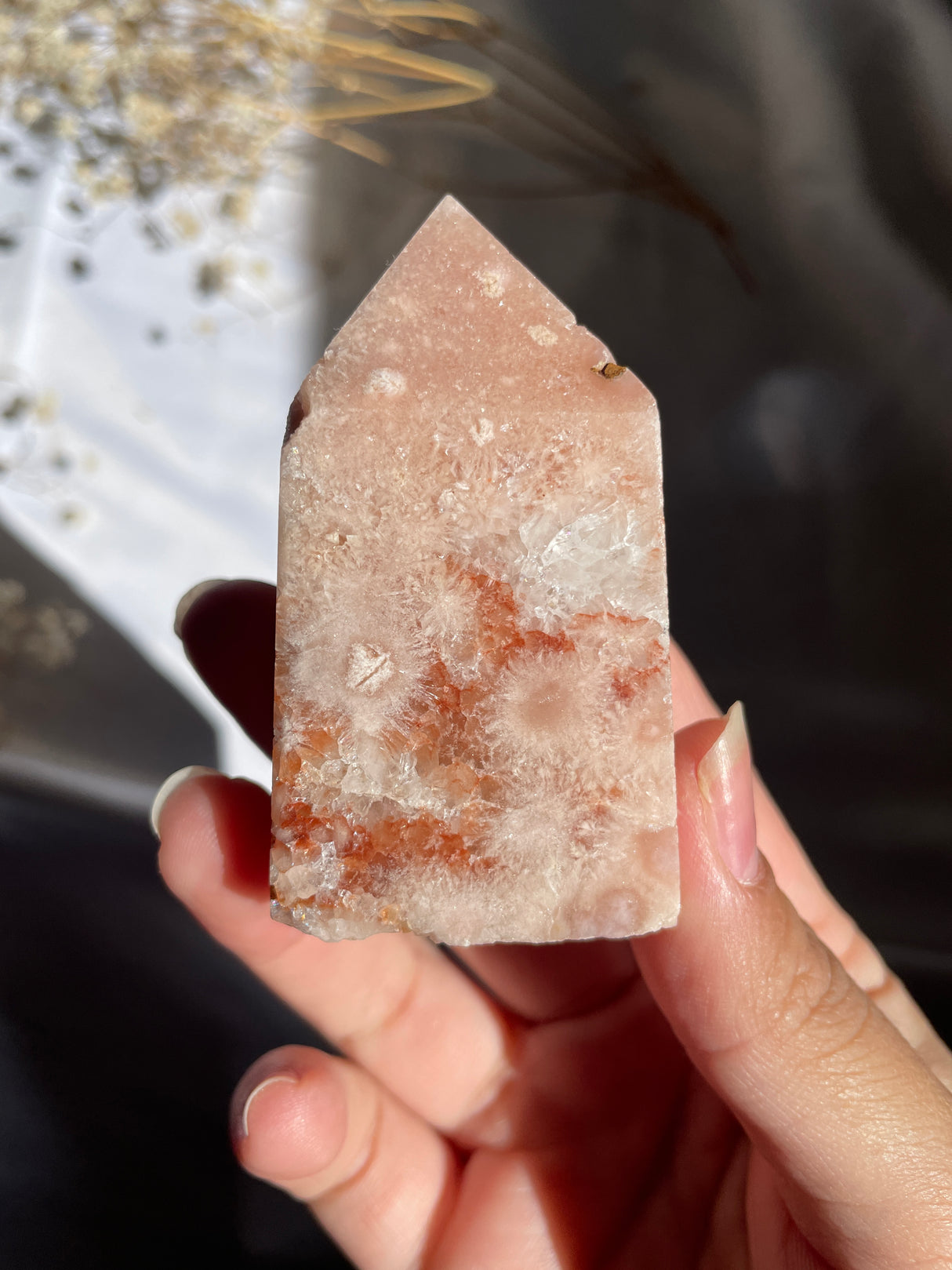 Flower Agate x Pink Amethyst Tower