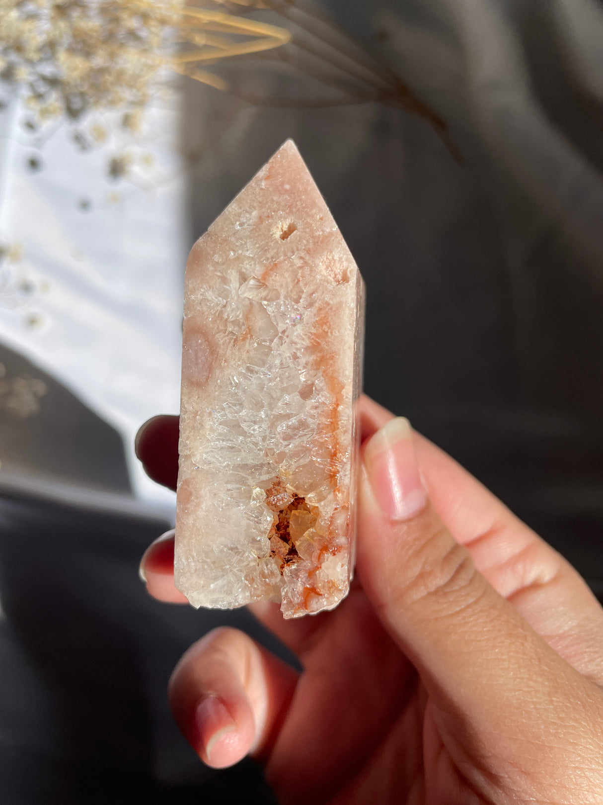 Flower Agate x Pink Amethyst Tower