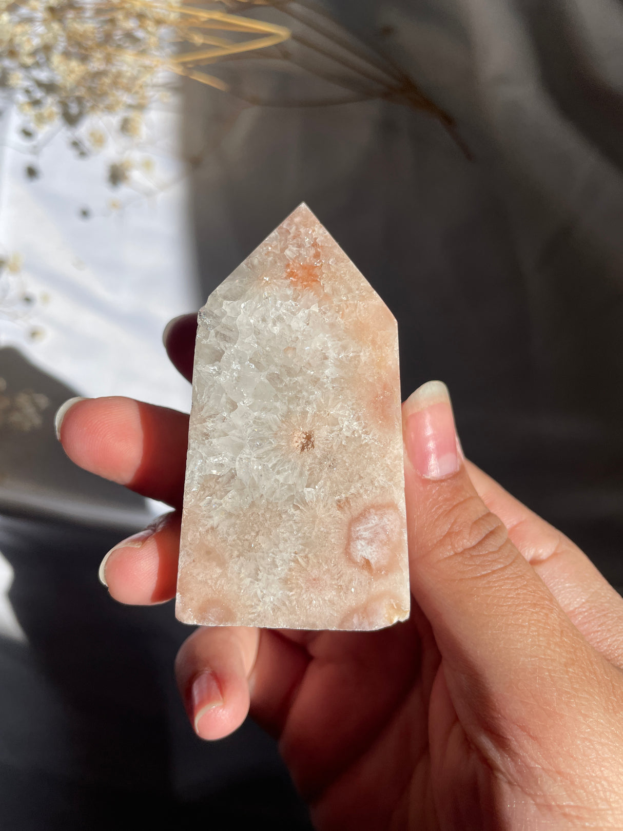 Flower Agate x Pink Amethyst Tower