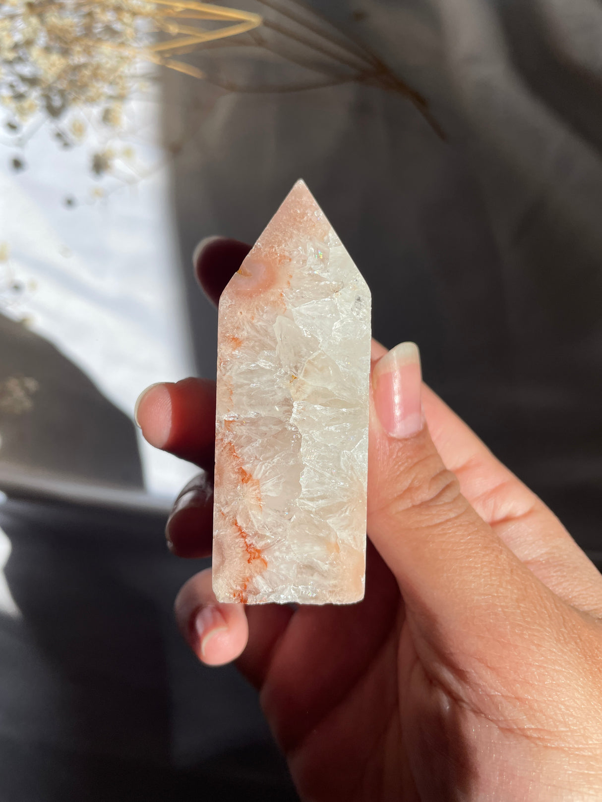 Flower Agate x Pink Amethyst Tower